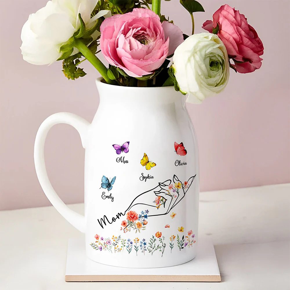 Custom Kids Name Butterfly Floral Vase – Personalized Mother’s Day Gift for Mom, Grandma LM32 899397 - Image 4