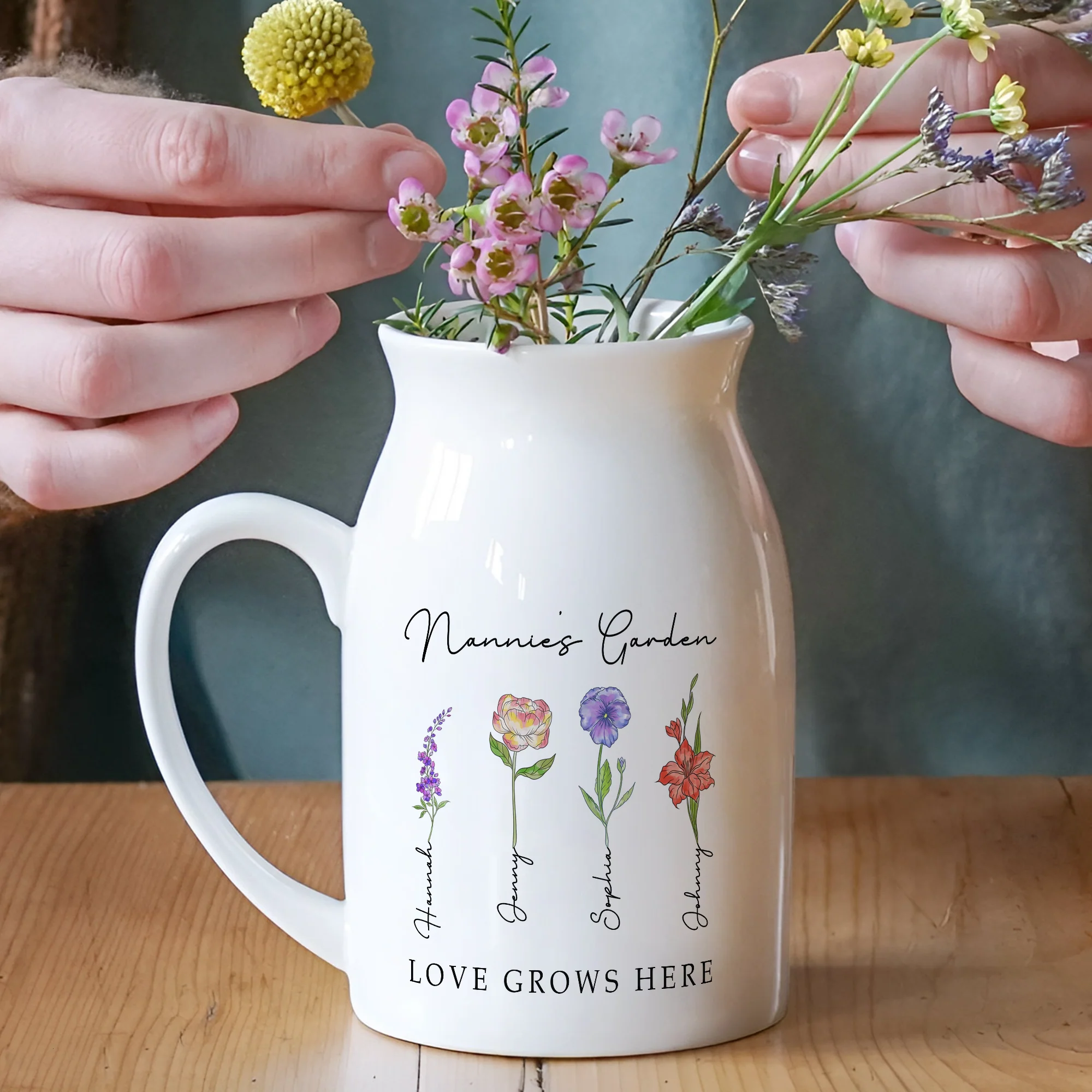 Custom Kids Name Mother's Garden Love Grows Here Floral Vase – Personalized Mother’s Day Gift for Mom, Grandma LM32 899403 - Image 2