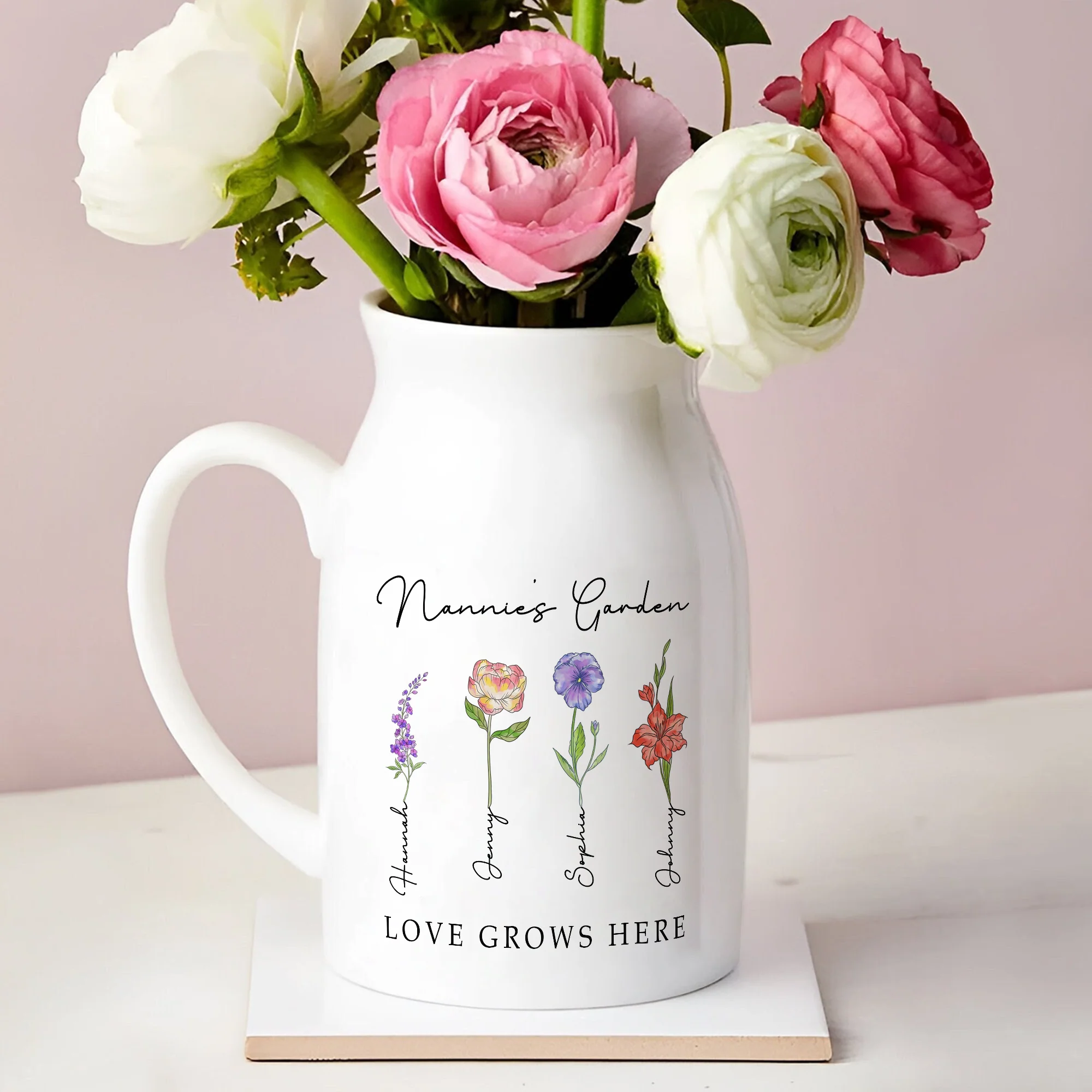 Custom Kids Name Mother's Garden Love Grows Here Floral Vase – Personalized Mother’s Day Gift for Mom, Grandma LM32 899403 - Image 3