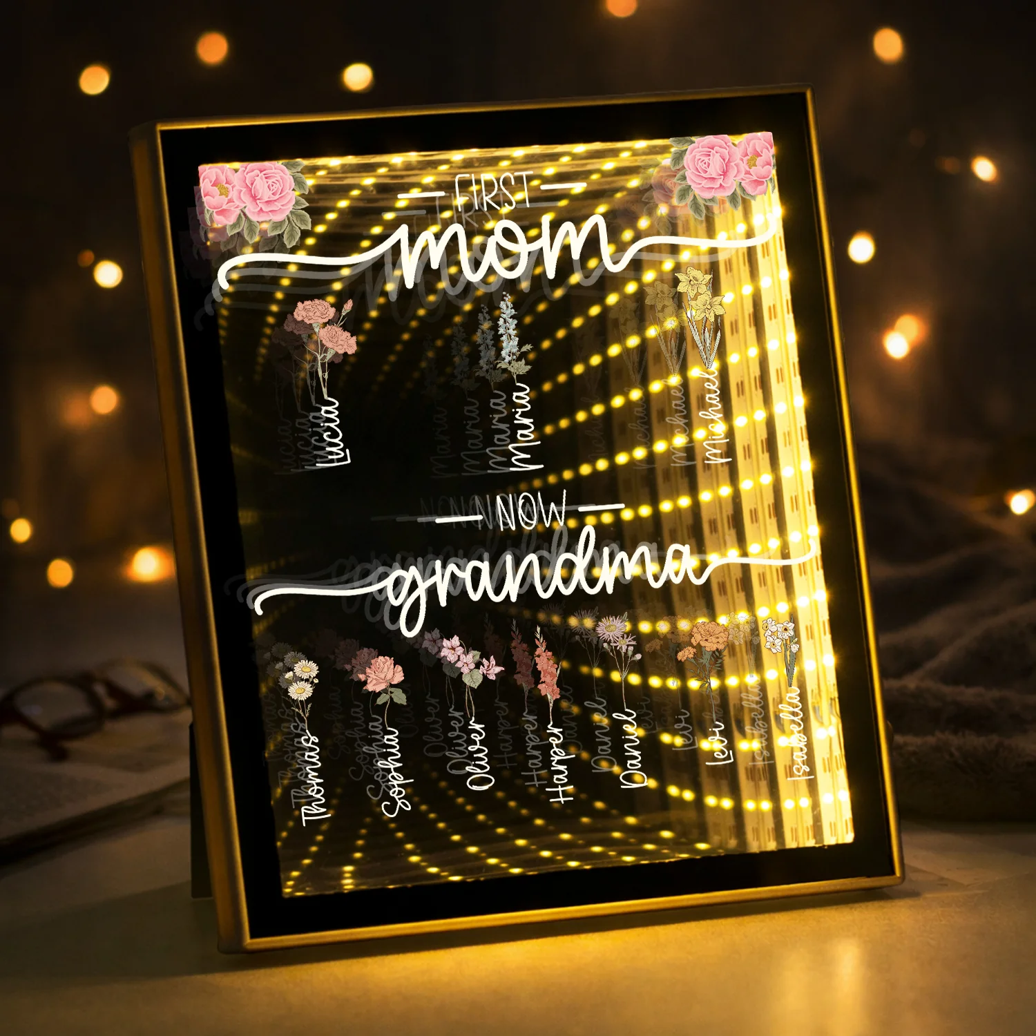 Custom Kids Names First Mom Now Grandma Infinity Mirror Light Box Personalized Mother's Day Gift HO82 901954 - Image 2