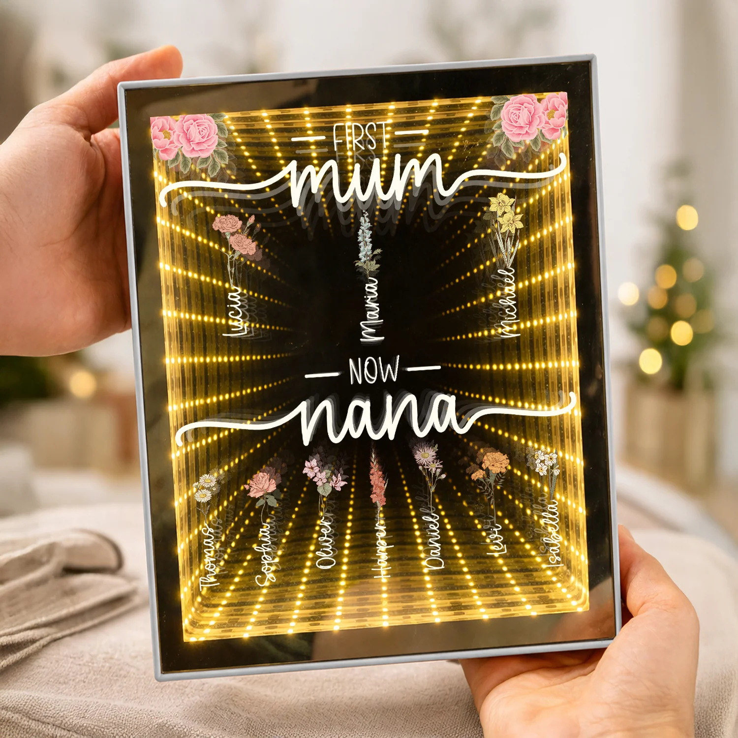 Custom Kids Names First Mom Now Grandma Infinity Mirror Light Box Personalized Mother's Day Gift HO82 901954 - Image 3