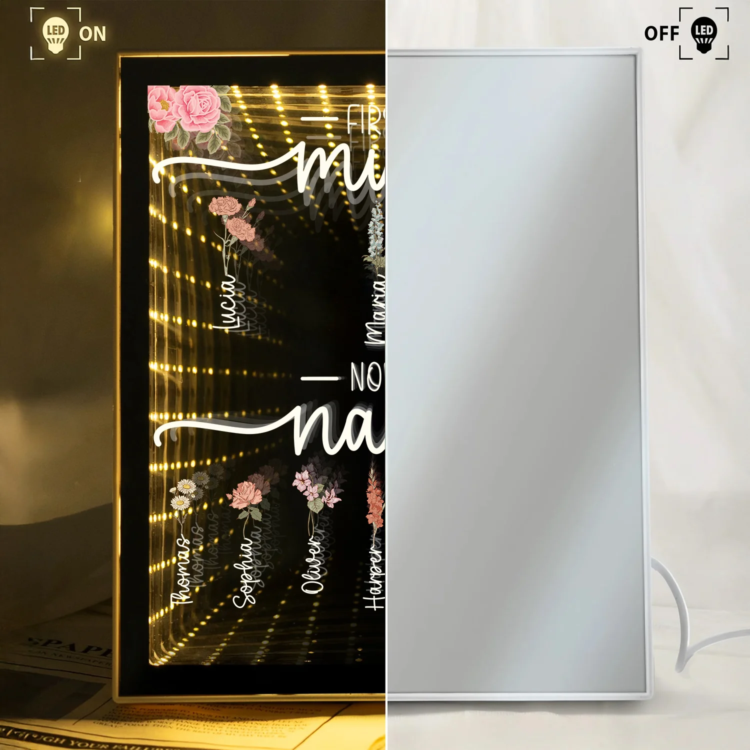 Custom Kids Names First Mom Now Grandma Infinity Mirror Light Box Personalized Mother's Day Gift HO82 901954 - Image 4