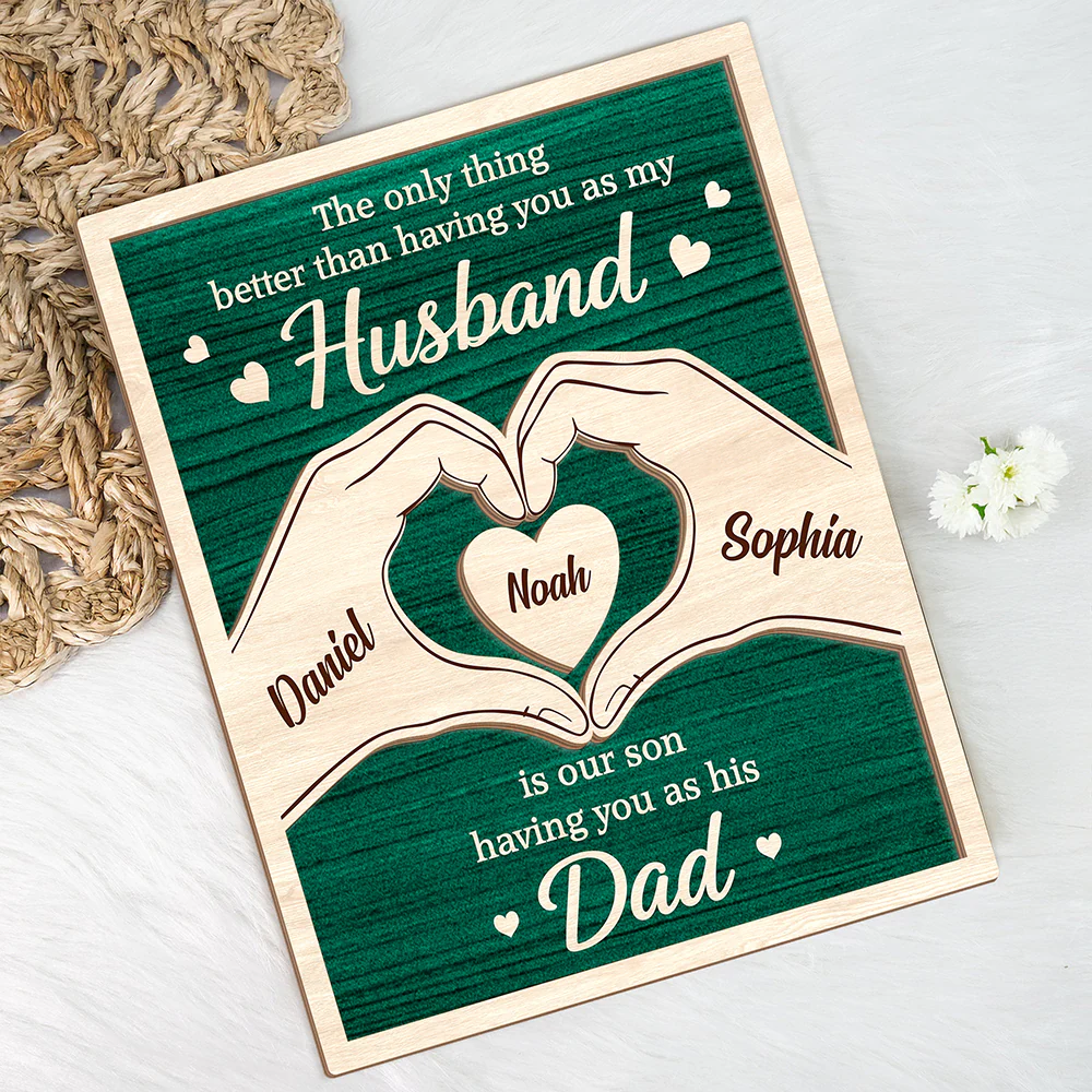 Custom Kids Names Our Kids Having You as Their Dad Is the Best Gift 2-Layered Wooden Plaque With Stand HA75 921422 - Image 5
