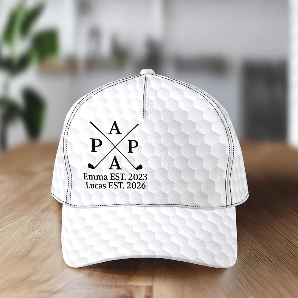 Custom Kids Names Papa Golf Pattern Classic Cap - Personalized Gift for Dad HA75 921264