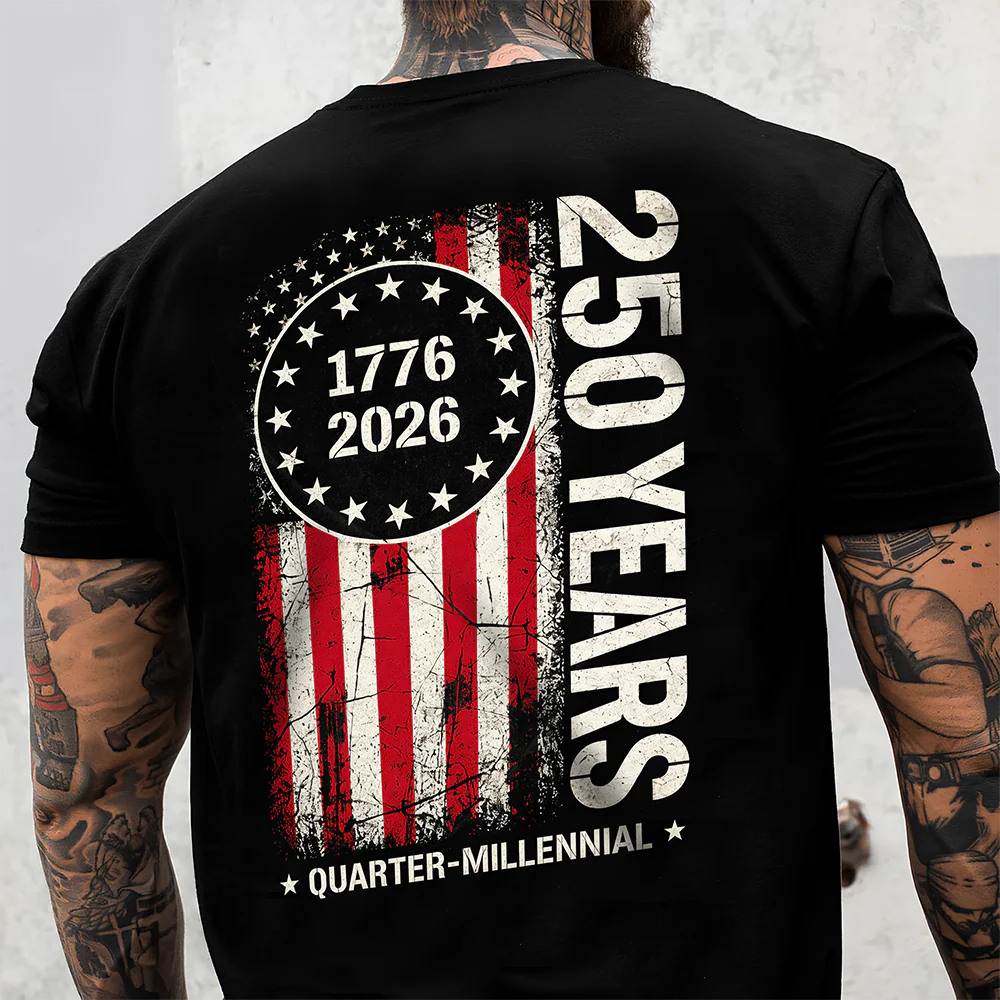 Custom Name 1776–2026 250 Years Quarter Millennial American Front & Back Dark Shirt TH10 169293 - Image 6