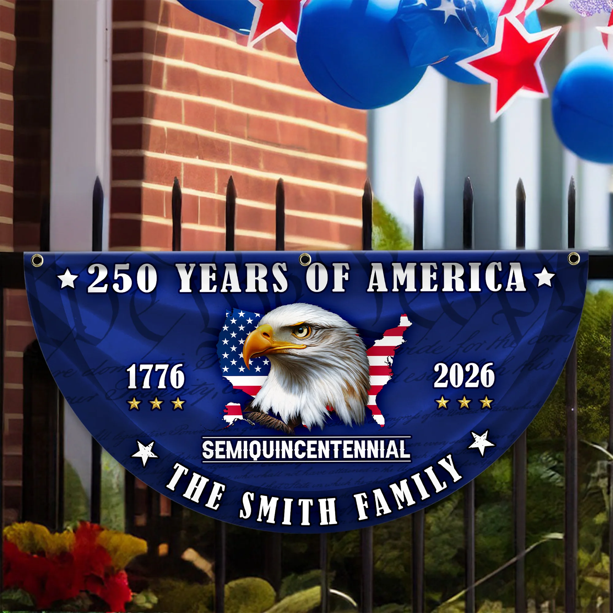Custom Name 250 Years of America Flag Non-Pleated Fan Flag CH07 910578 - Image 7