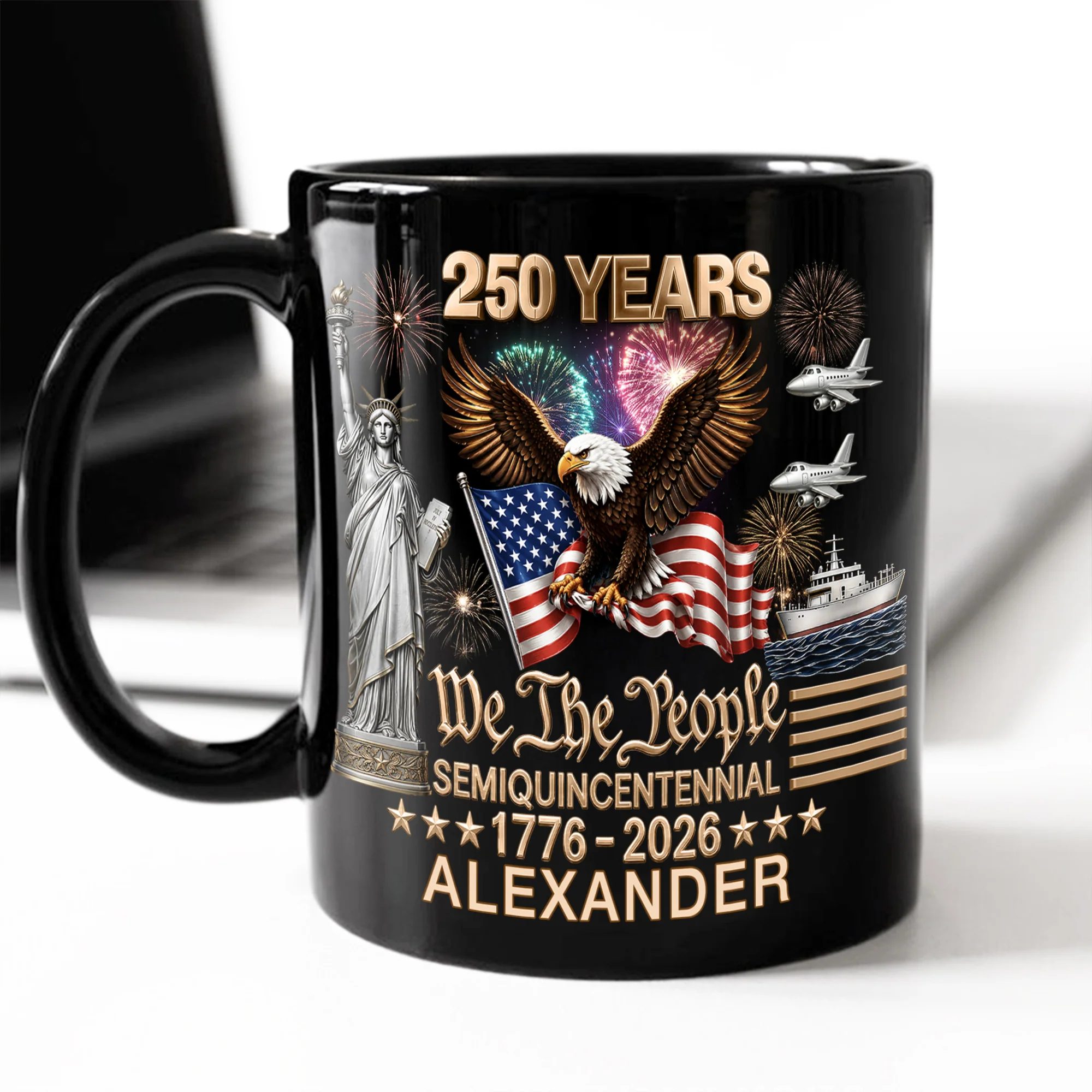 Custom Name 250 Years Of America We The People Semiquincentennial 1776-2026 Black Mug TH10 169709 - Image 2
