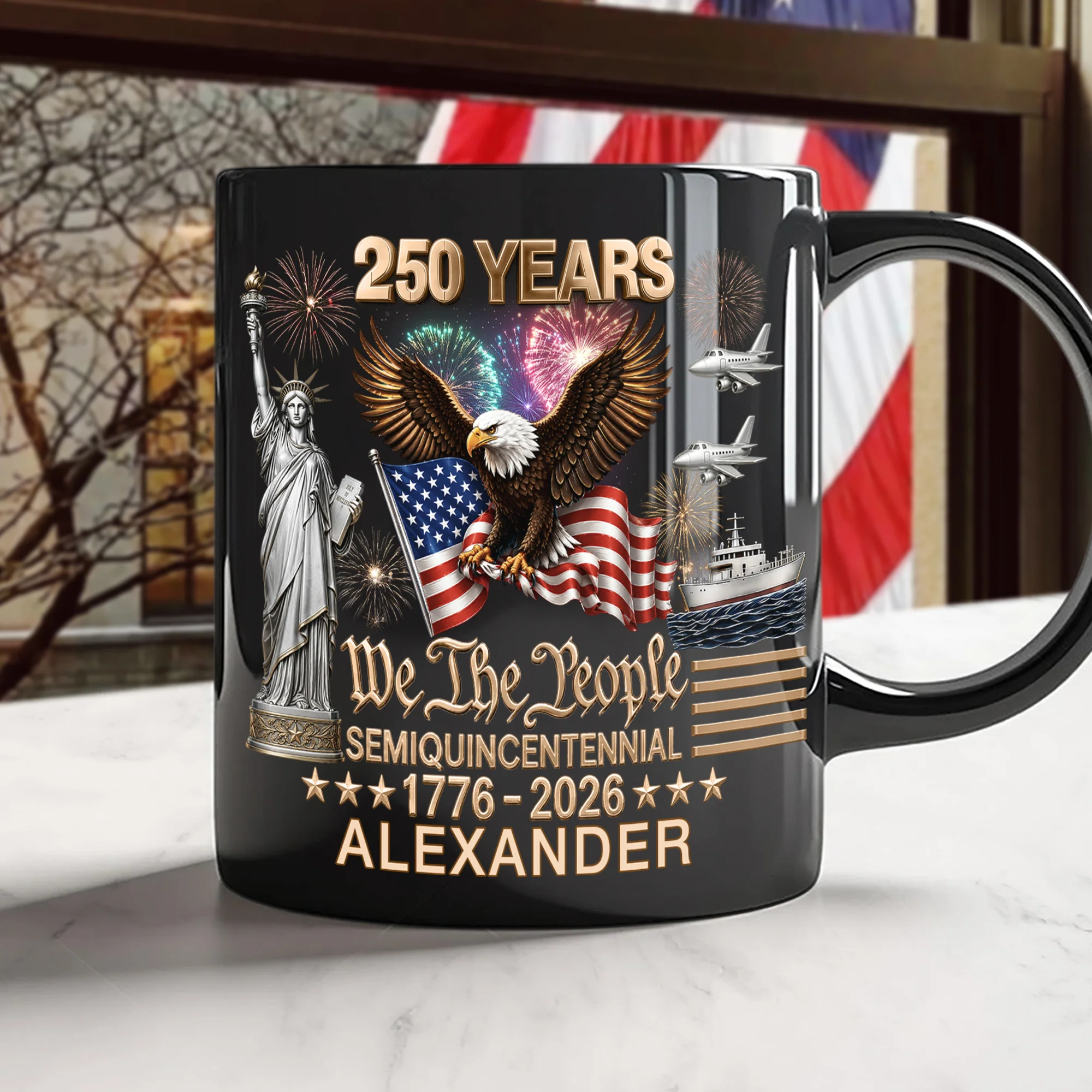 Custom Name 250 Years Of America We The People Semiquincentennial 1776-2026 Black Mug TH10 169709 - Image 3