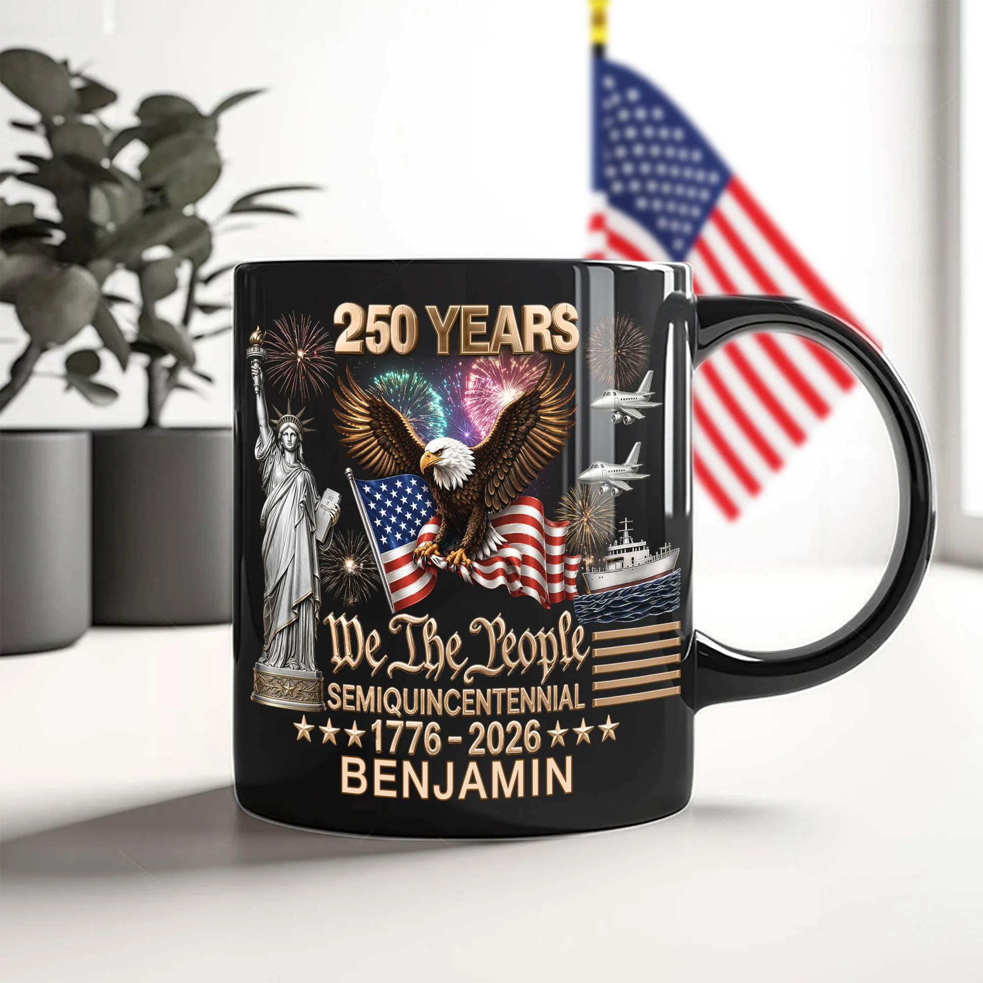 Custom Name 250 Years Of America We The People Semiquincentennial 1776-2026 Black Mug TH10 169709 - Image 5