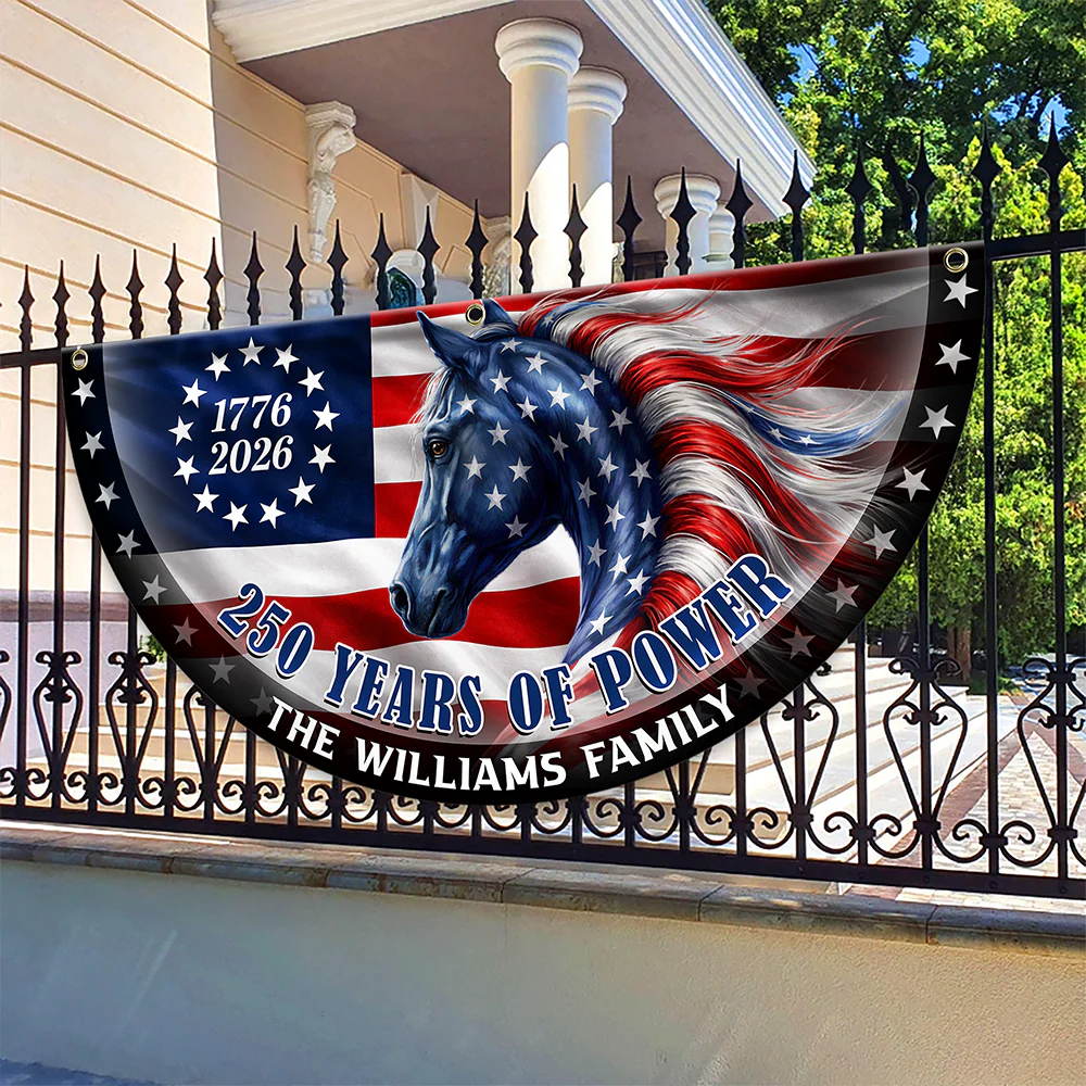 Custom Name 250 Years of Power Flag, 1776-2026 Patriotic Non-Pleated Fan Flag HA75 920568 - Image 3
