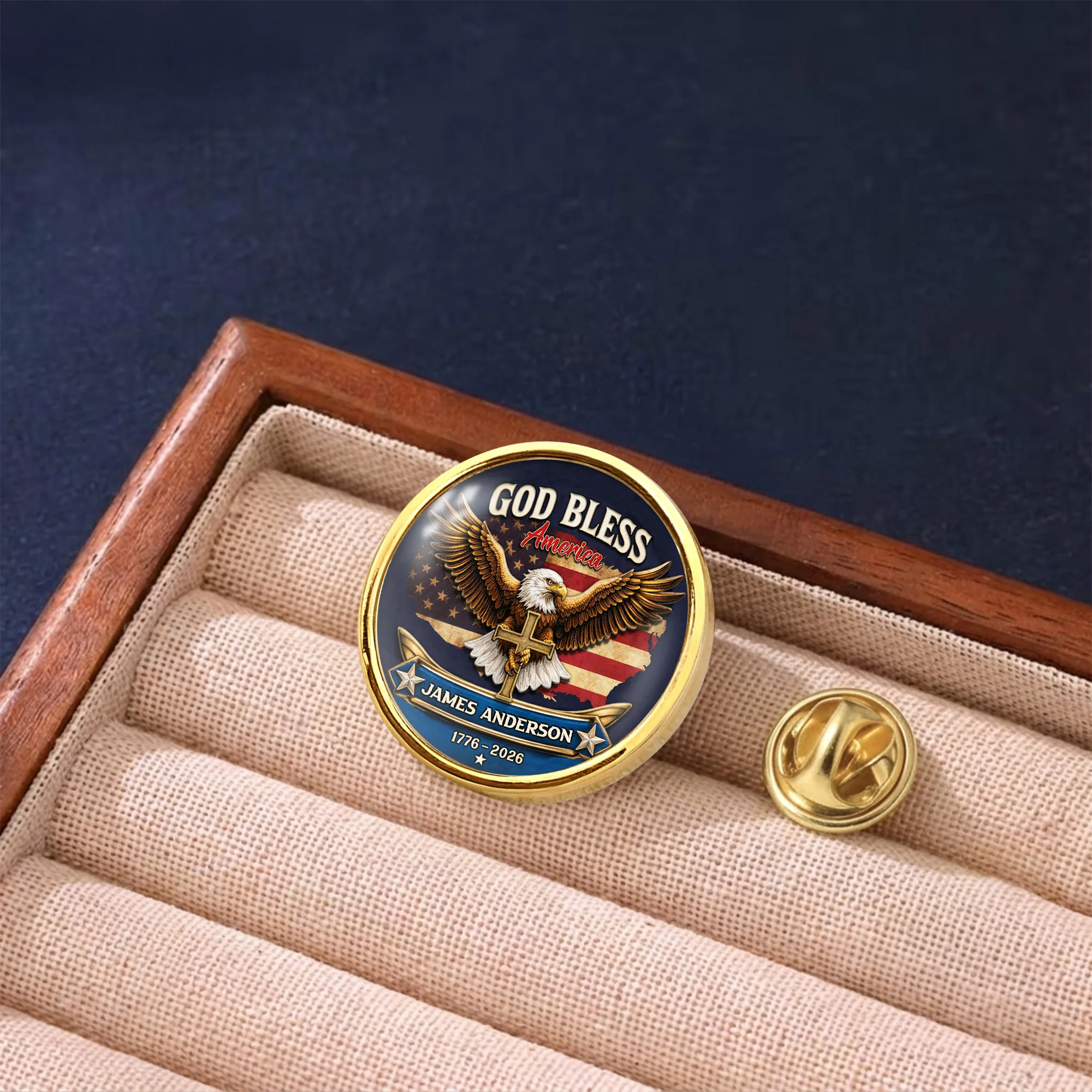 Custom Name 250th Anniversary God Bless America Christian Eagle Lapel Pin LM32 899685 - Image 4