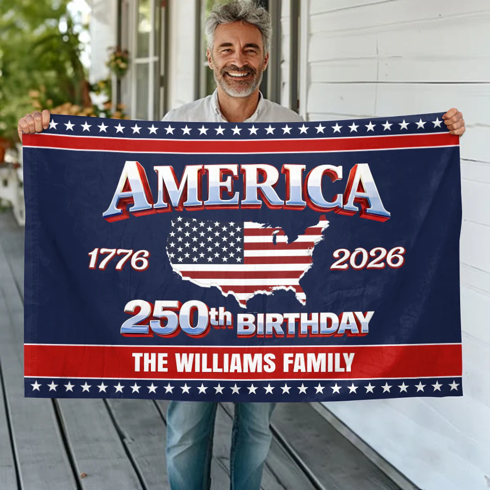 Custom Name 250th Anniversary USA House Flag HO82 901192 - Image 2