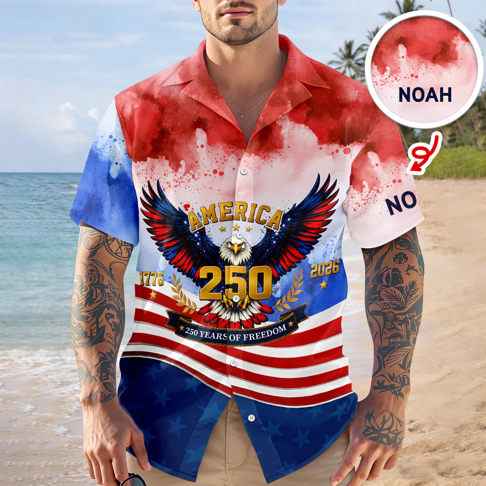 Custom Name 250th United States Of America 1776-2026 Anniversary Patriotic Hawaii Shirt CH07 911296 - Image 2