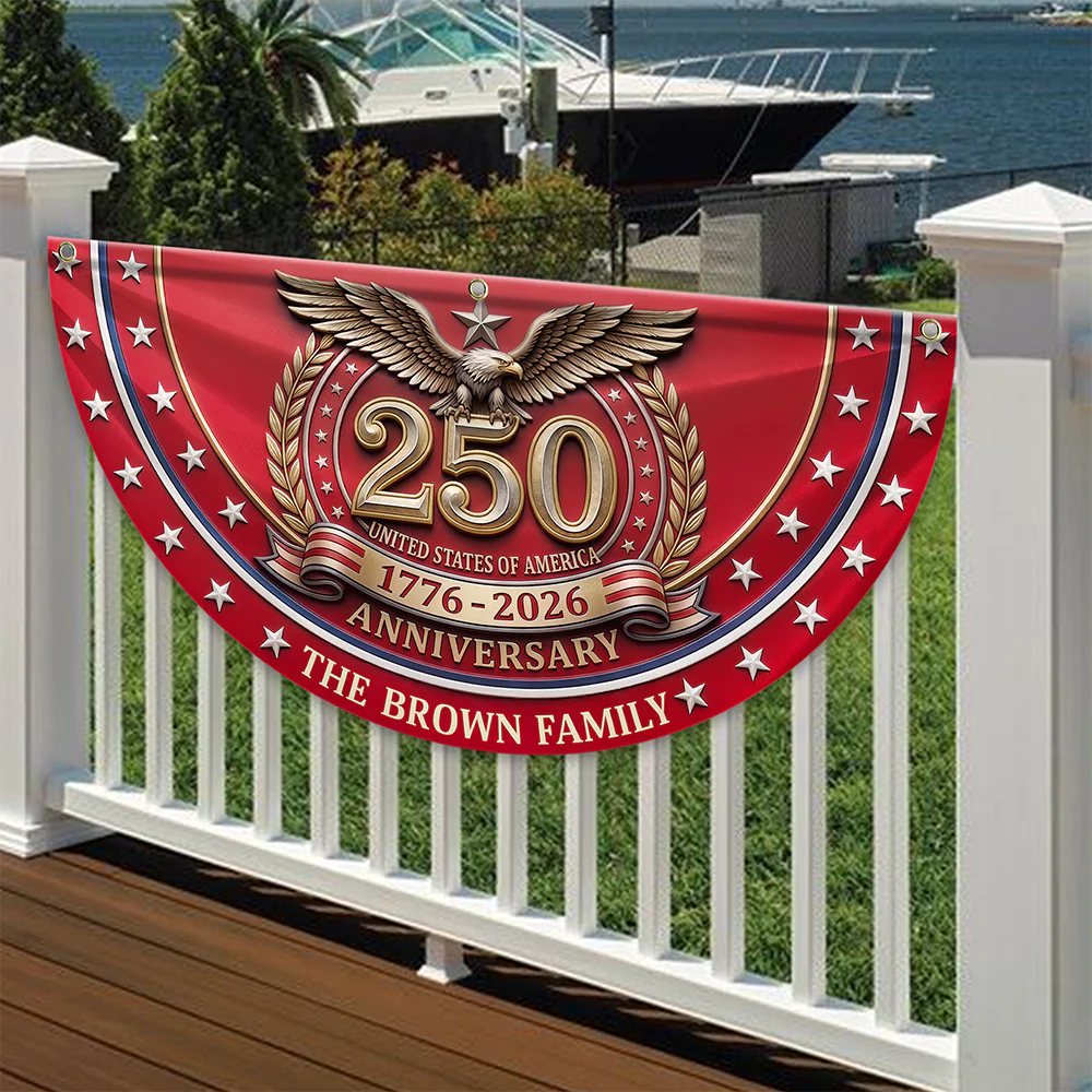 Custom Name 250th United States Of America 1776 - 2026 Anniversary Patriotic Non-Pleated Fan Flag CH07 911116 - Image 2