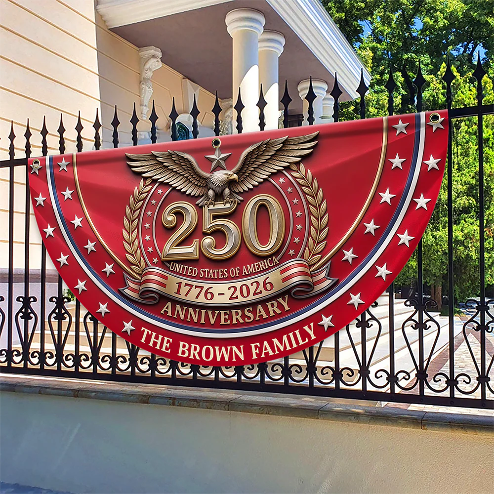 Custom Name 250th United States Of America 1776 - 2026 Anniversary Patriotic Non-Pleated Fan Flag CH07 911116 - Image 3