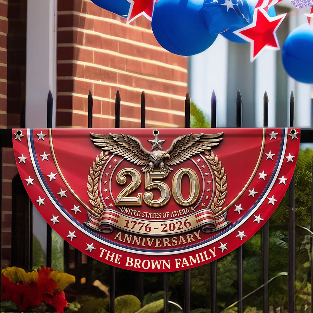 Custom Name 250th United States Of America 1776 - 2026 Anniversary Patriotic Non-Pleated Fan Flag CH07 911116 - Image 5