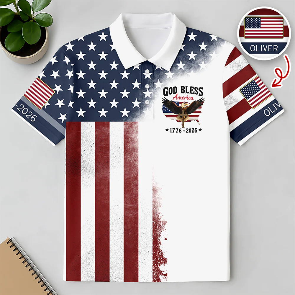 Custom Name 250th United States Of America 1776–2026 Anniversary Patriotic Polo Shirt HO82 901948 - Image 4