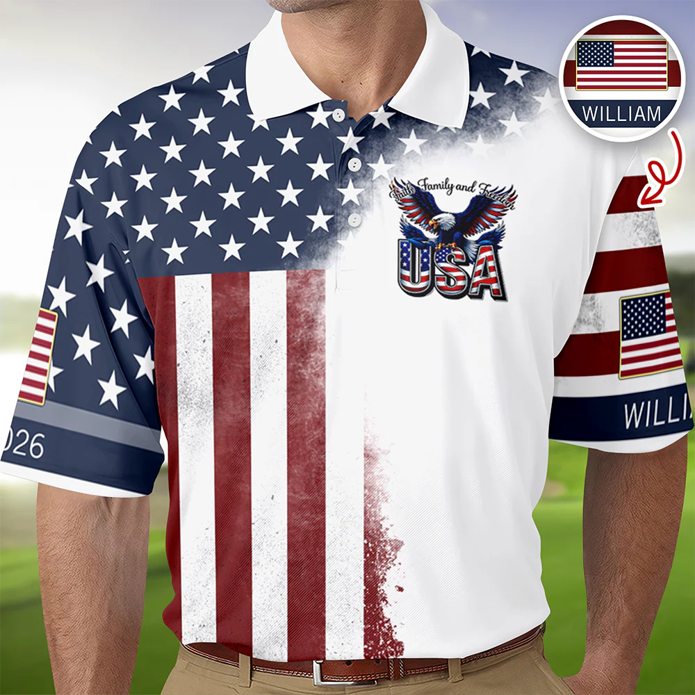 Custom Name 250th United States Of America 1776–2026 Anniversary Patriotic Polo Shirt HO82 901948 - Image 5