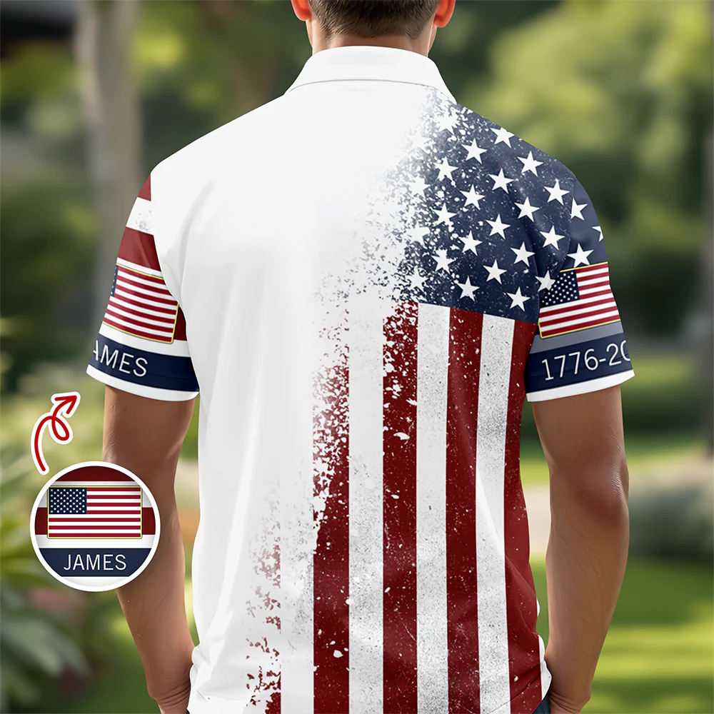 Custom Name 250th United States Of America 1776–2026 Anniversary Patriotic Polo Shirt HO82 901948 - Image 6