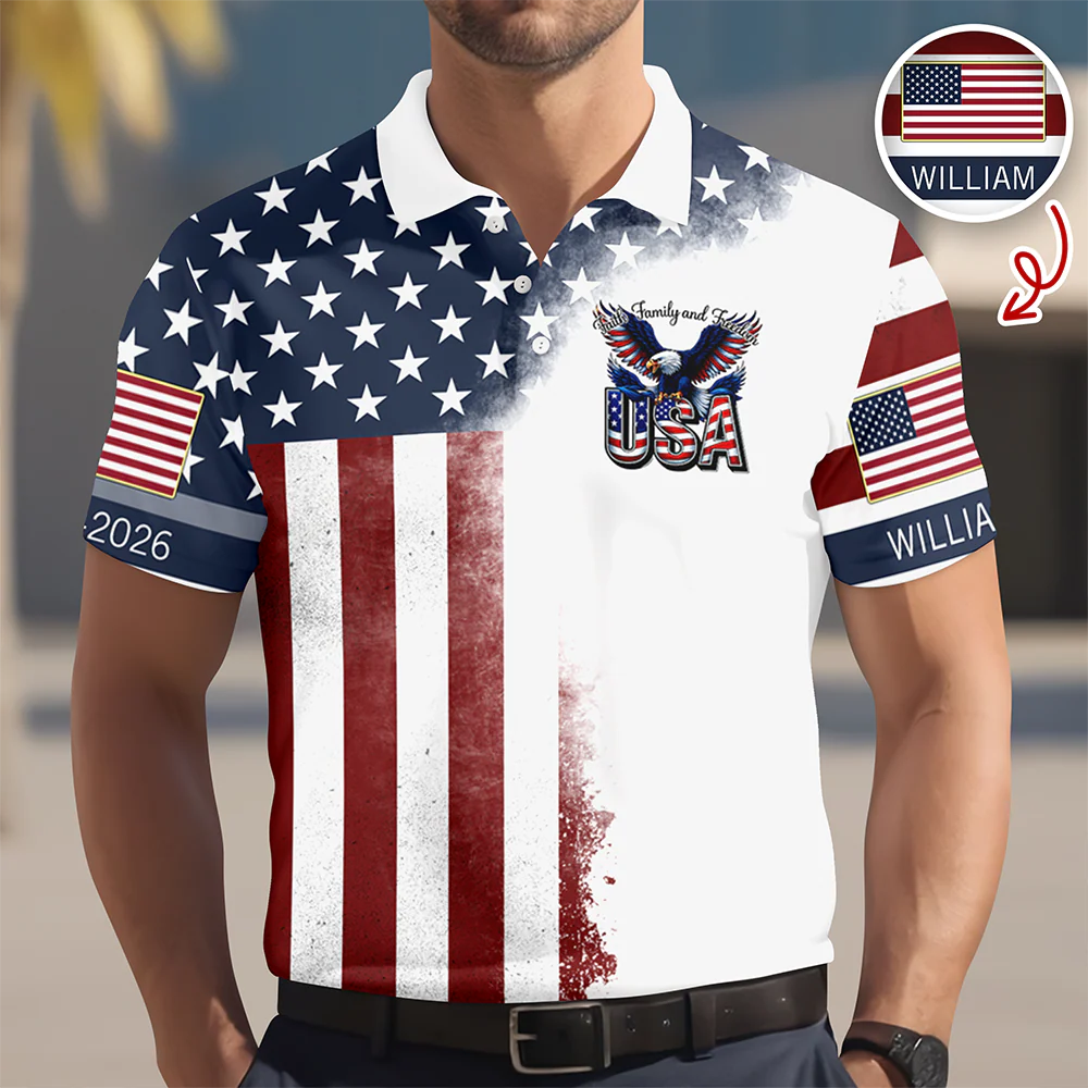 Custom Name 250th United States Of America 1776–2026 Anniversary Patriotic Polo Shirt HO82 901948 - Image 7