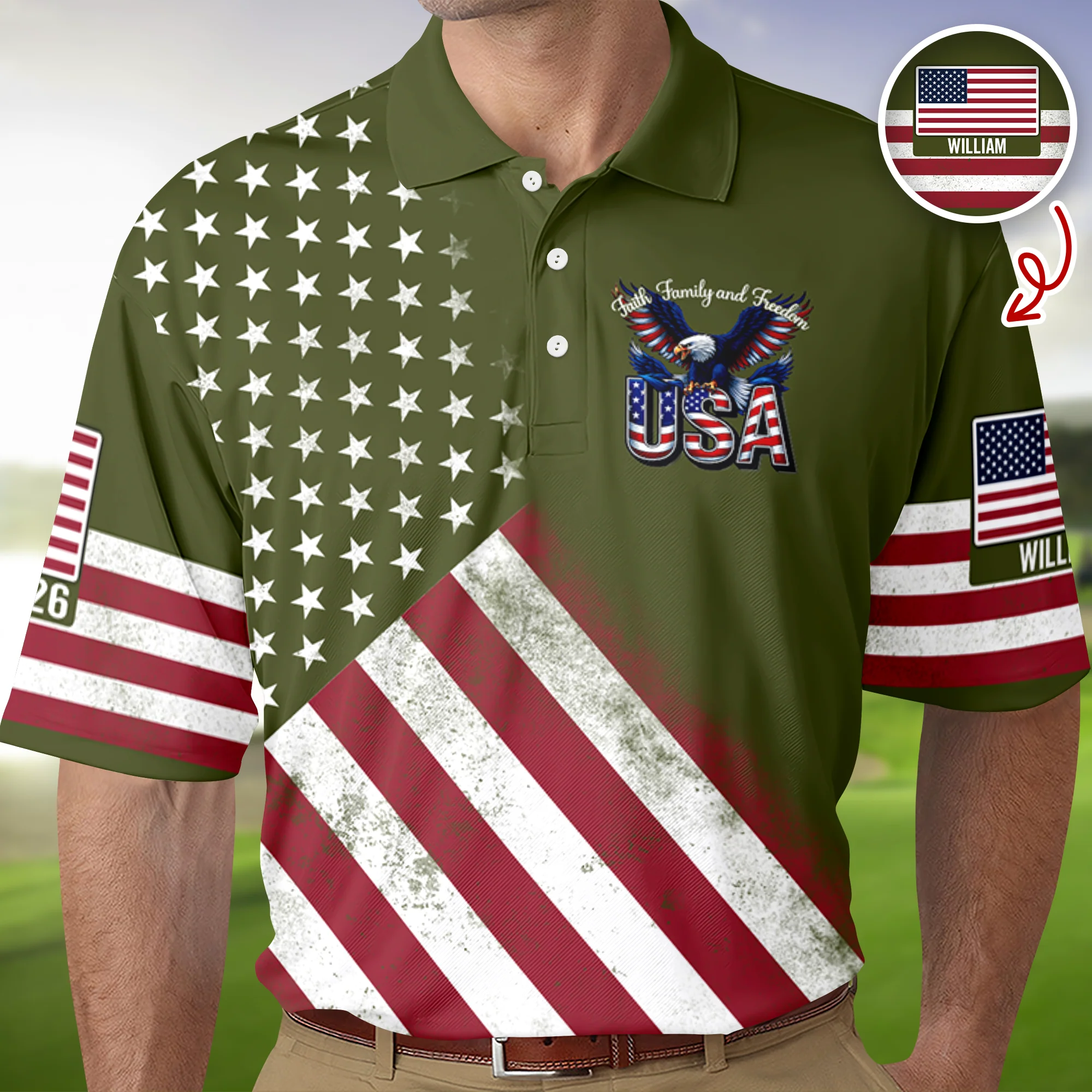 Custom Name 250th United States Of America 1776–2026 Anniversary Patriotic Polo Shirt HO82 901950 - Image 5