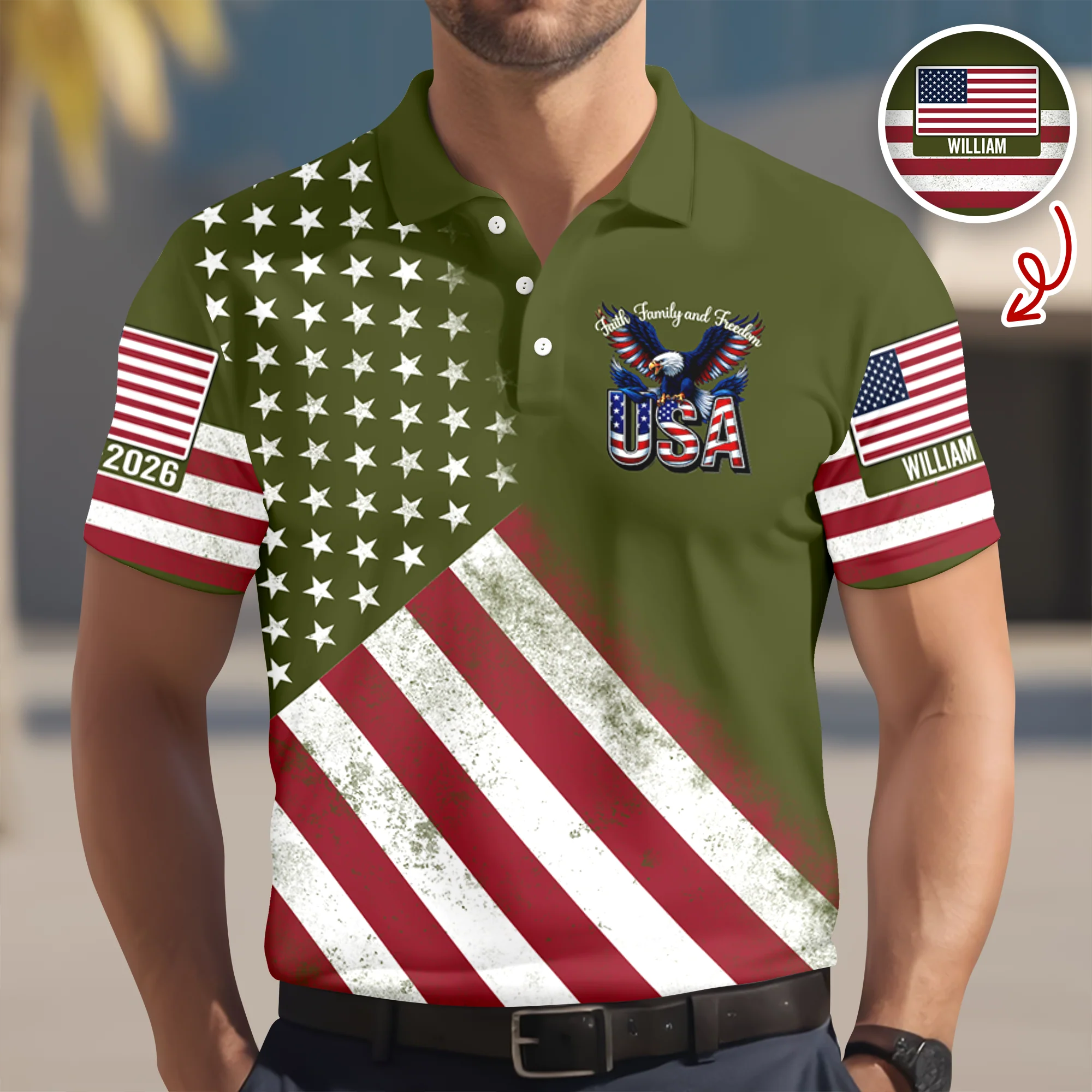 Custom Name 250th United States Of America 1776–2026 Anniversary Patriotic Polo Shirt HO82 901950 - Image 7