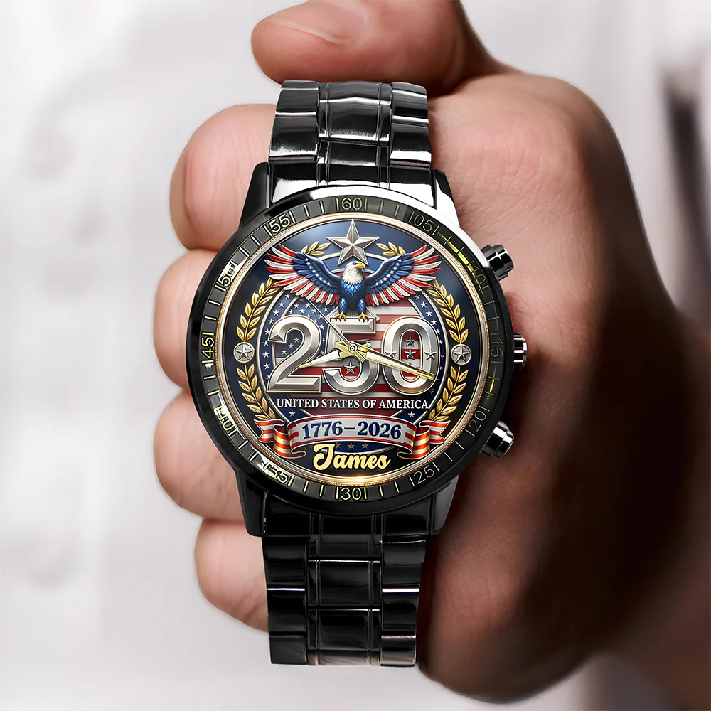 Custom Name 250th United States Of America 1776–2026 Anniversary Patriotic Wrist Watch CH07 911148 - Image 2