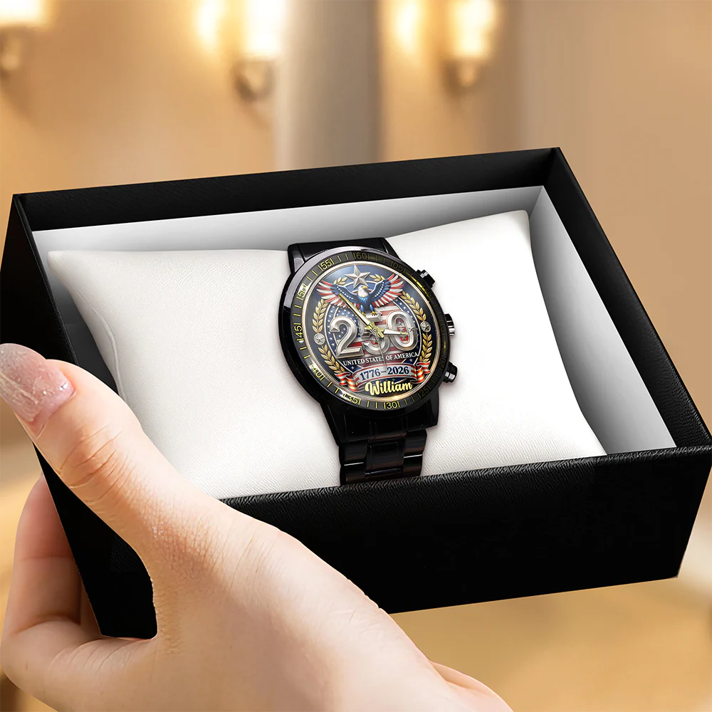 Custom Name 250th United States Of America 1776–2026 Anniversary Patriotic Wrist Watch CH07 911148 - Image 3