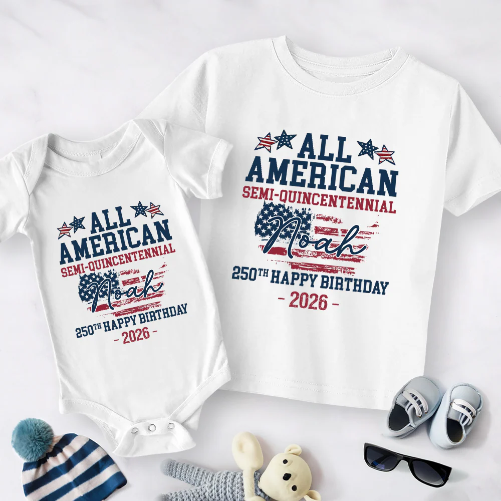 Custom Name All American Semiquincentennial 250th Birthday Baby Onesie LM32 899491