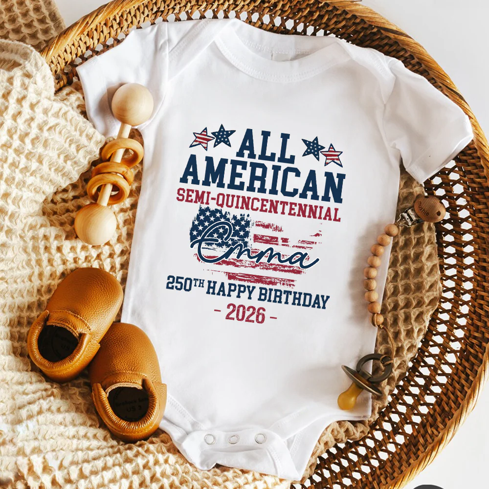 Custom Name All American Semiquincentennial 250th Birthday Baby Onesie LM32 899491 - Image 3
