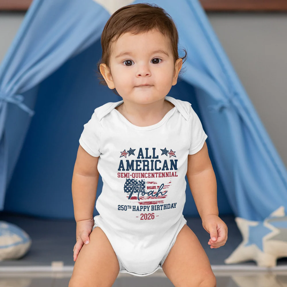 Custom Name All American Semiquincentennial 250th Birthday Baby Onesie LM32 899491 - Image 4