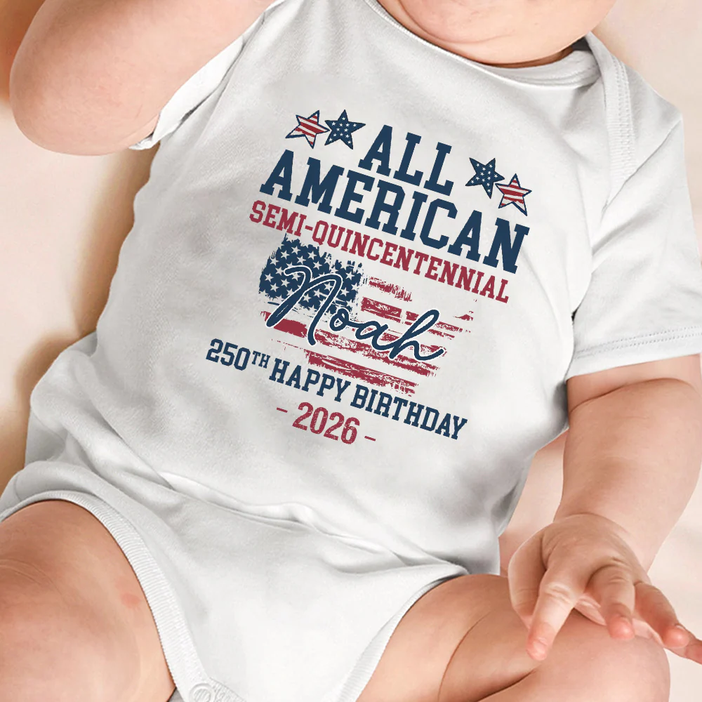Custom Name All American Semiquincentennial 250th Birthday Baby Onesie LM32 899491 - Image 5