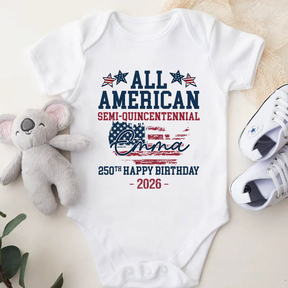 Custom Name All American Semiquincentennial 250th Birthday Baby Onesie LM32 899491 - Image 6
