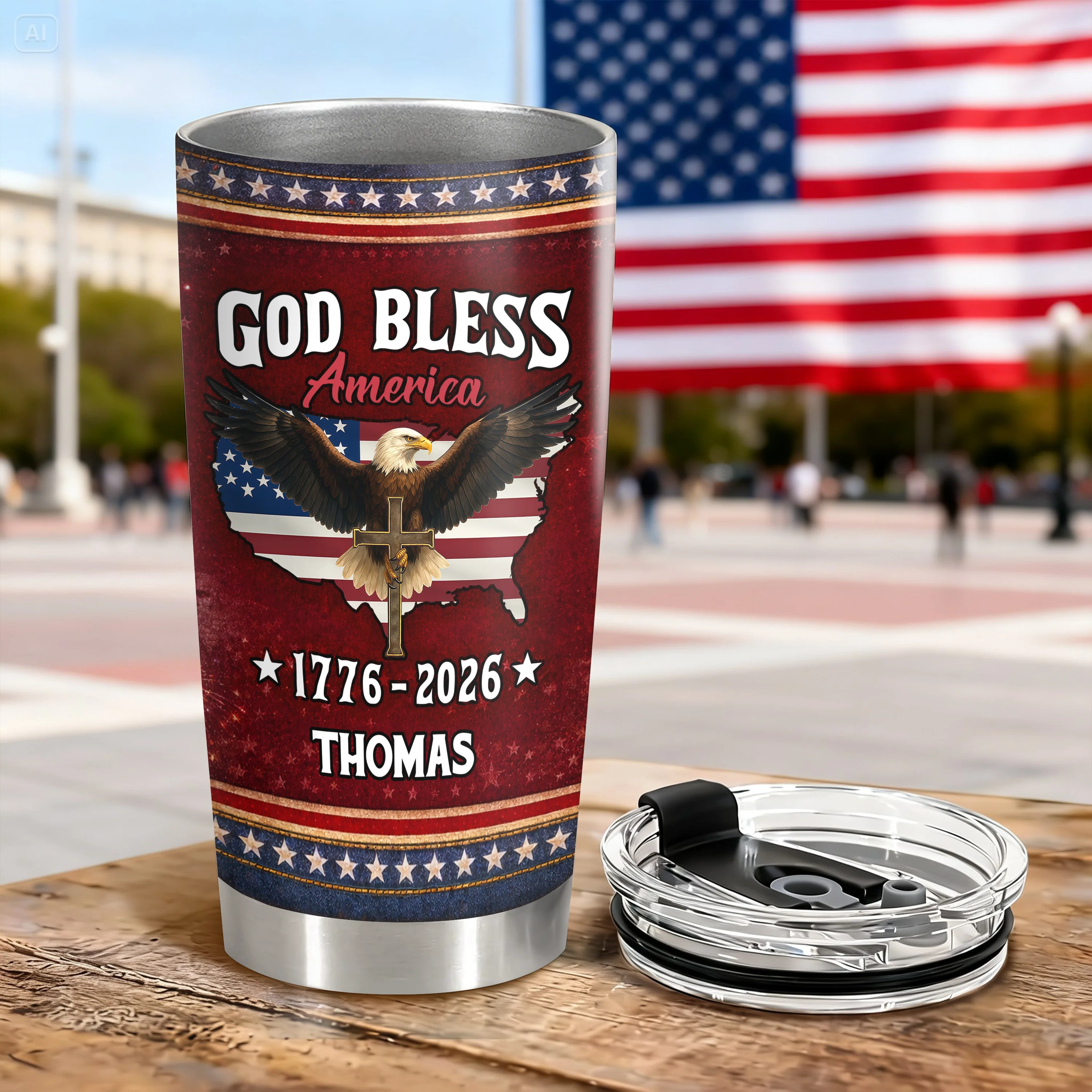 Custom Name 250 Years of Freedom America 1776–2026 Anniversary Fat Tumbler CH07 910586 - Image 4