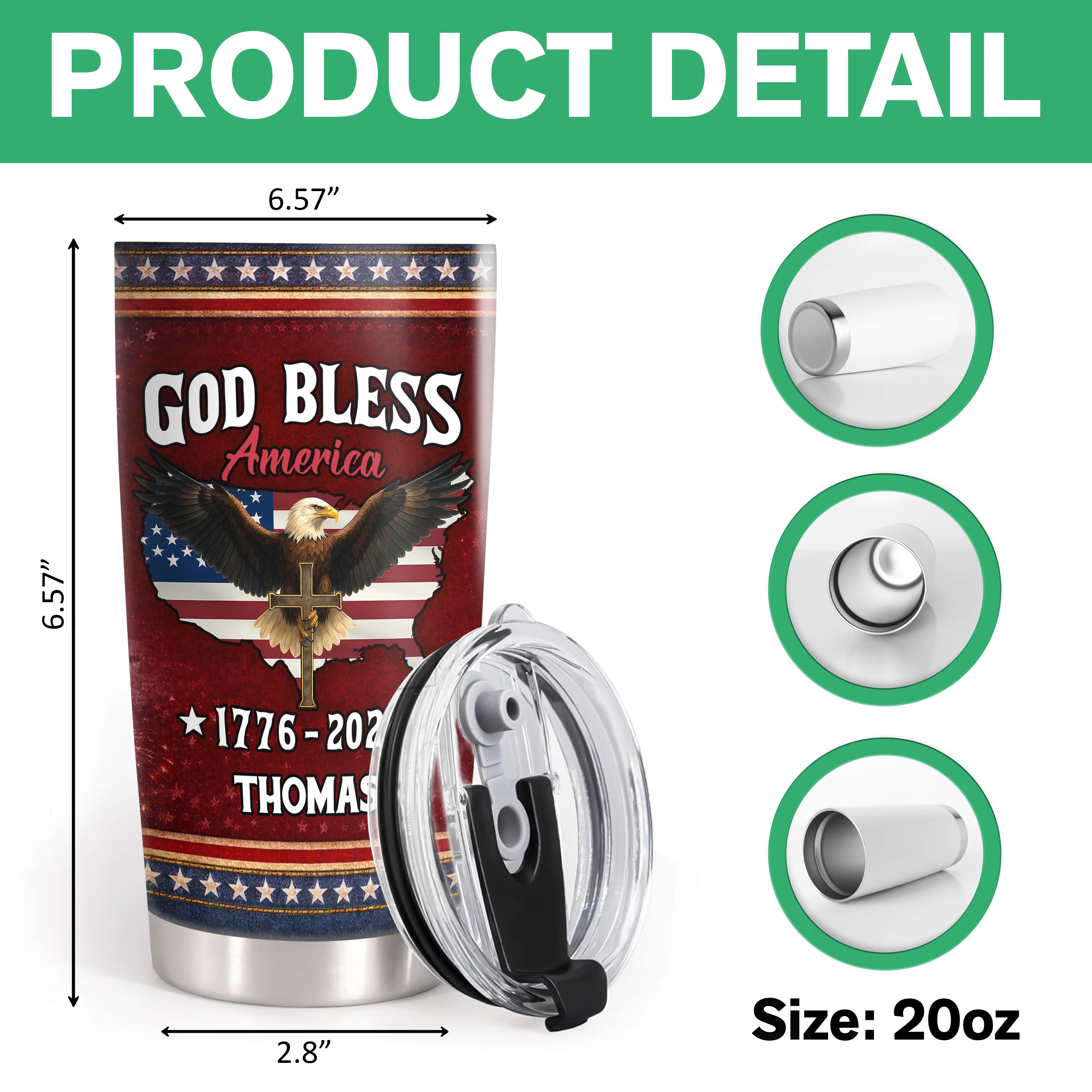 Custom Name 250 Years of Freedom America 1776–2026 Anniversary Fat Tumbler CH07 910586 - Image 8