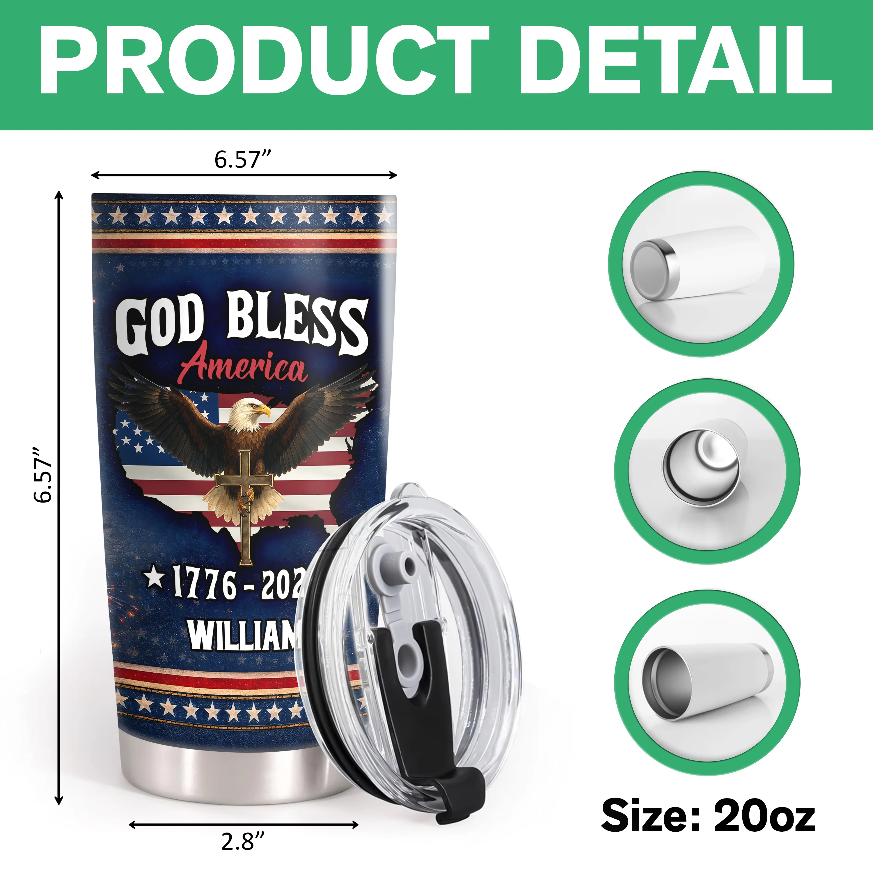 Custom Name 250 Years of Freedom America 1776–2026 Anniversary Fat Tumbler CH07 910586 - Image 9