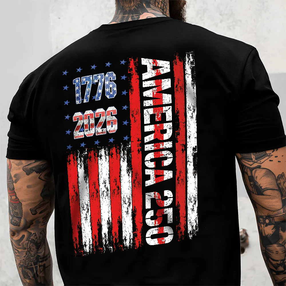 Custom Name America 250th 1776-2026 Back & Front Dark Shirt TH10 169063 - Image 2