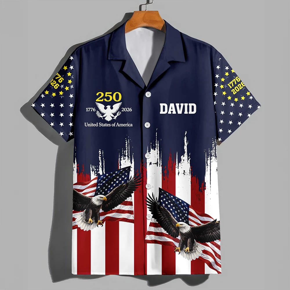 Custom Name America 250th Anniversary 1776-2026 Eagle Hawaii Shirt TH10 169291 - Image 4