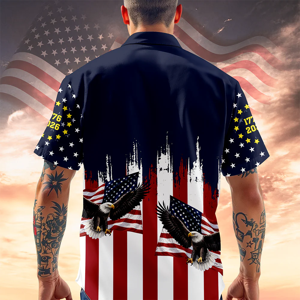 Custom Name America 250th Anniversary 1776-2026 Eagle Hawaii Shirt TH10 169291 - Image 5