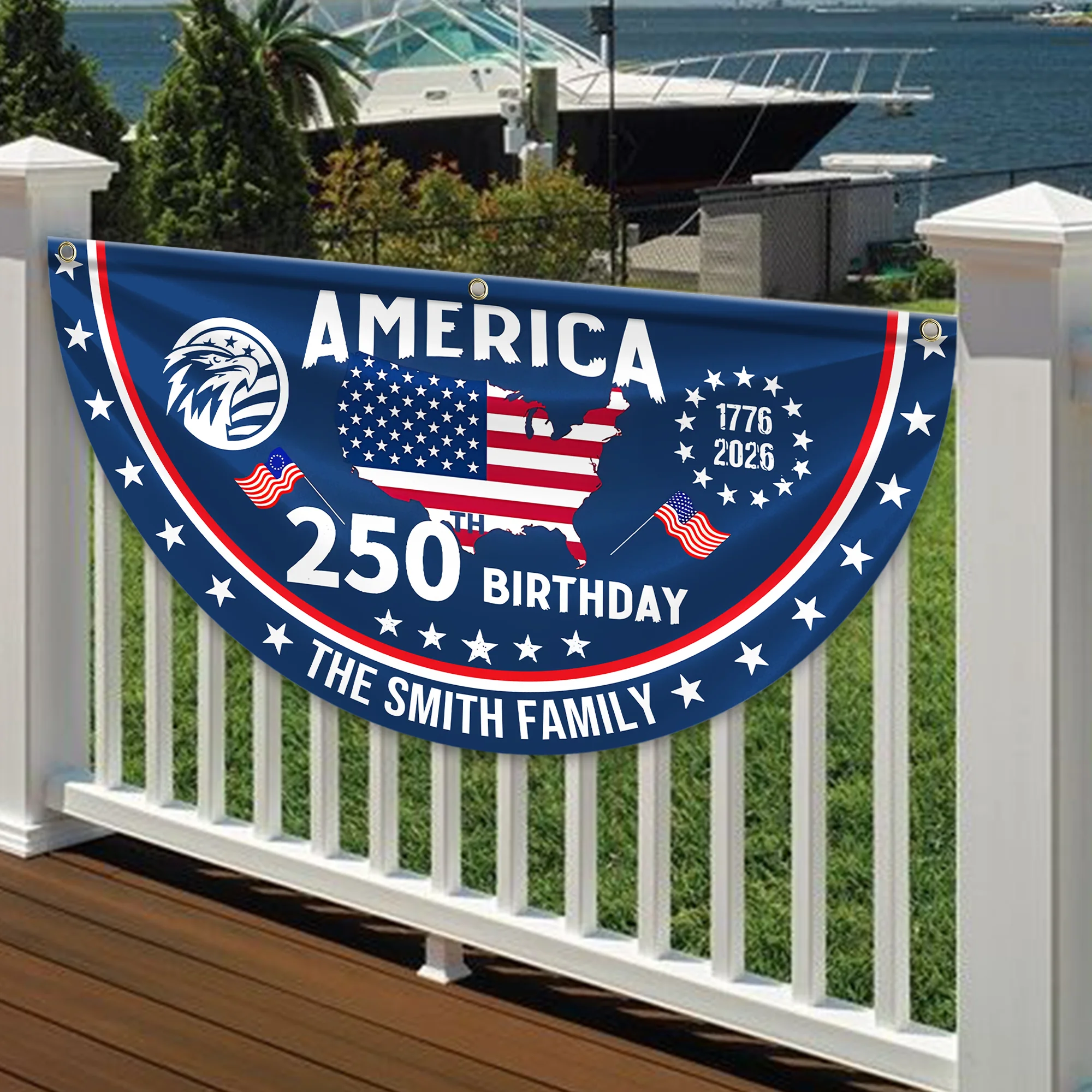 Custom Name America 250th Anniversary Non-Pleated Fan Flag CH07 910546 - Image 3