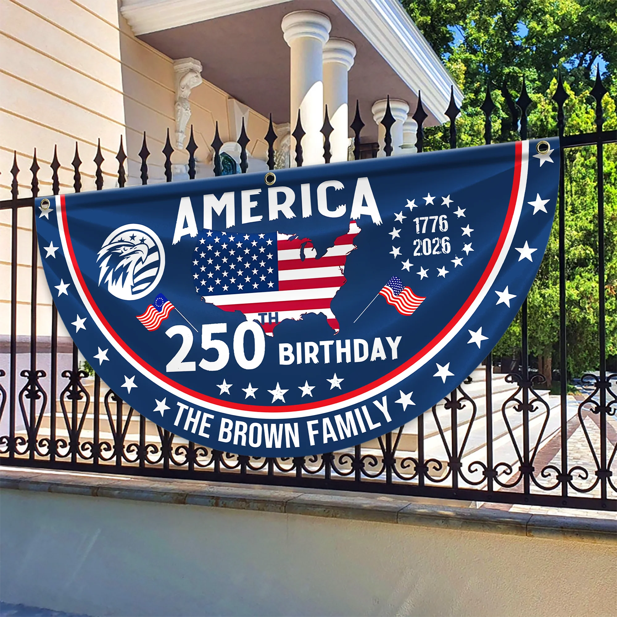 Custom Name America 250th Anniversary Non-Pleated Fan Flag CH07 910546 - Image 4