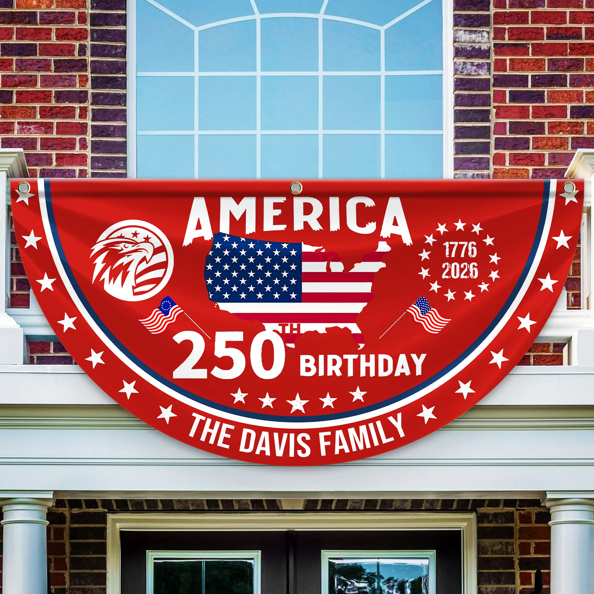 Custom Name America 250th Anniversary Non-Pleated Fan Flag CH07 910546 - Image 7
