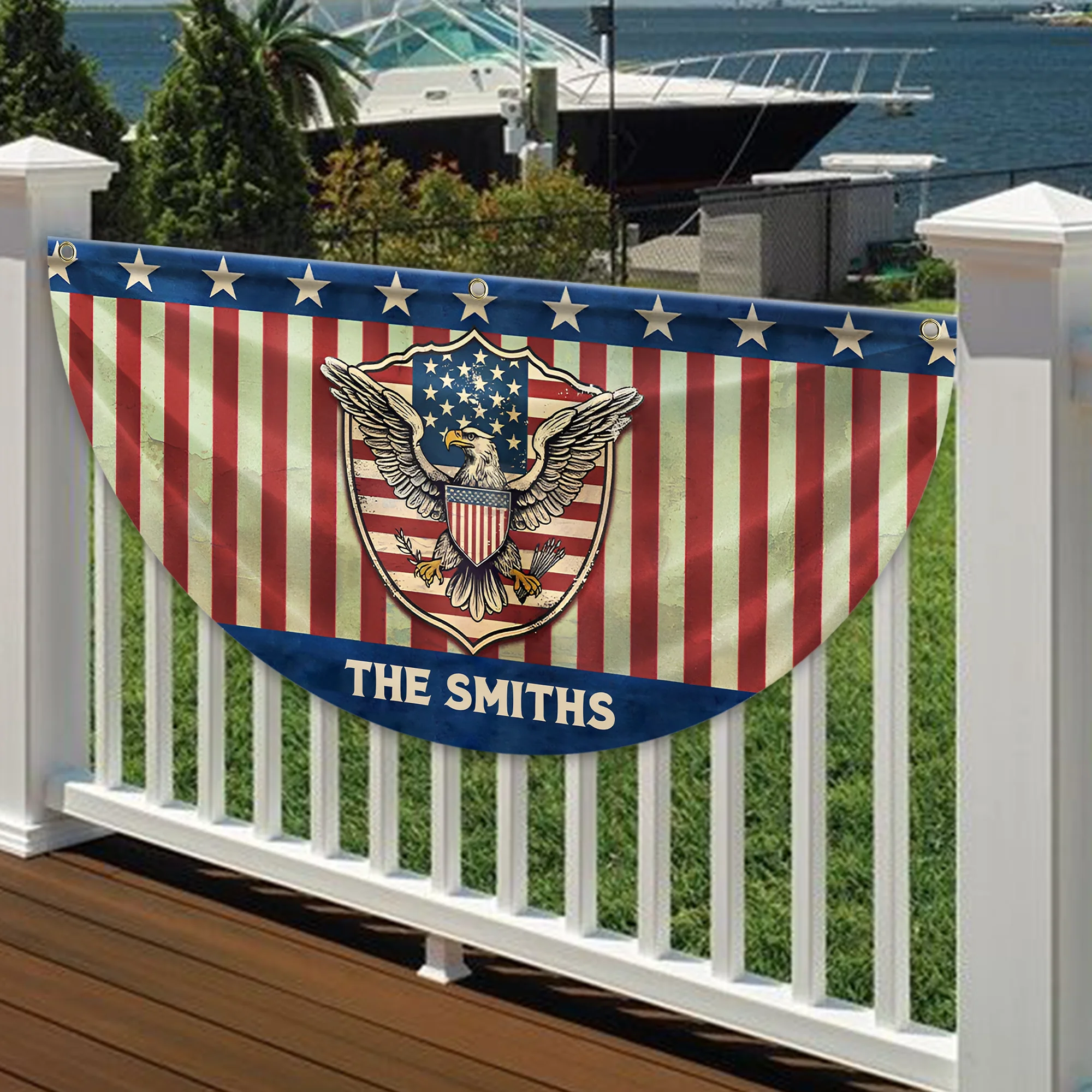 Custom Name America 250th Eagle Non-Pleated Fan Flag LM32 899037 - Image 2