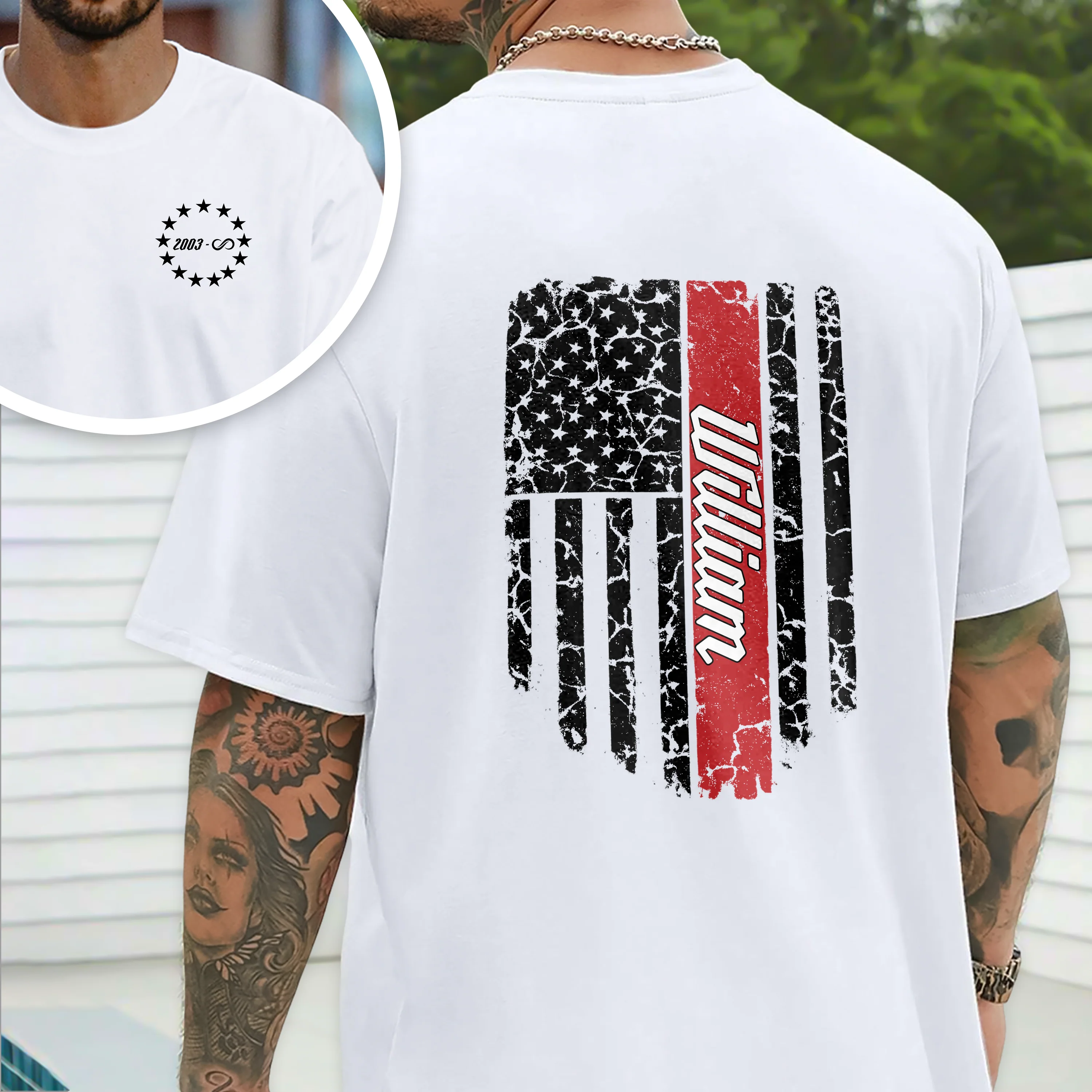 Custom Name America Flag Back & Front White Shirt TH10 898907 - Image 2