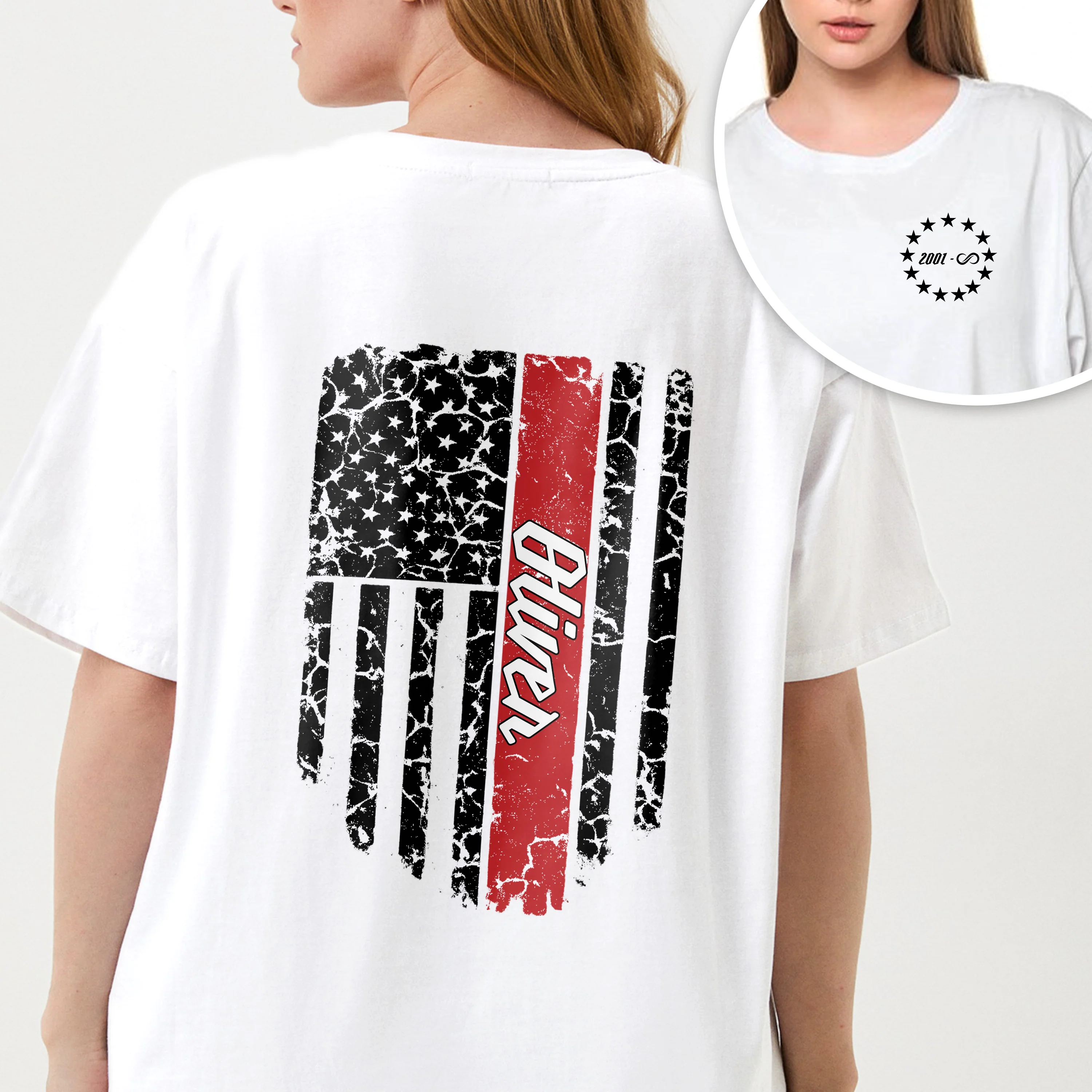 Custom Name America Flag Back & Front White Shirt TH10 898907 - Image 6