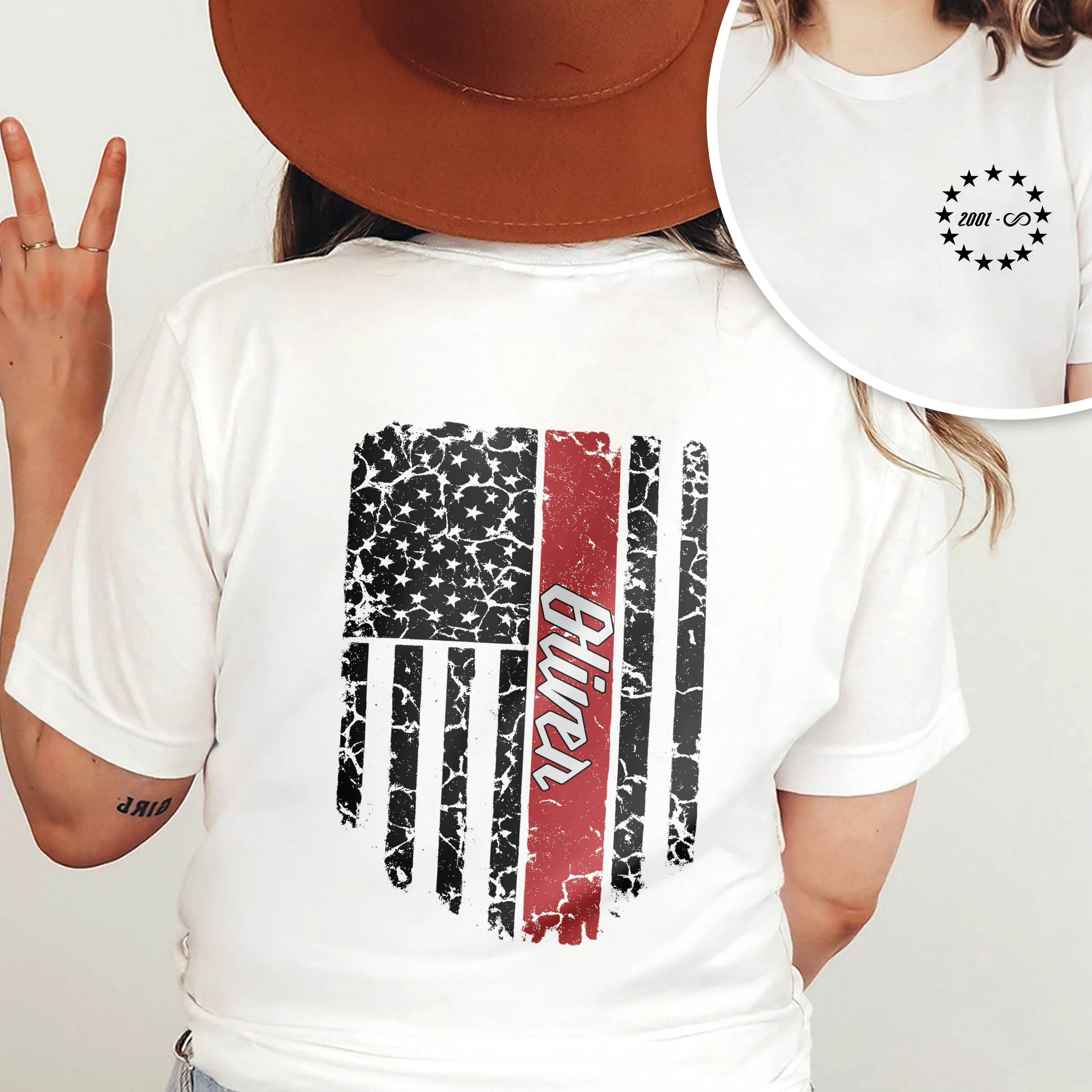 Custom Name America Flag Back & Front White Shirt TH10 898907 - Image 7
