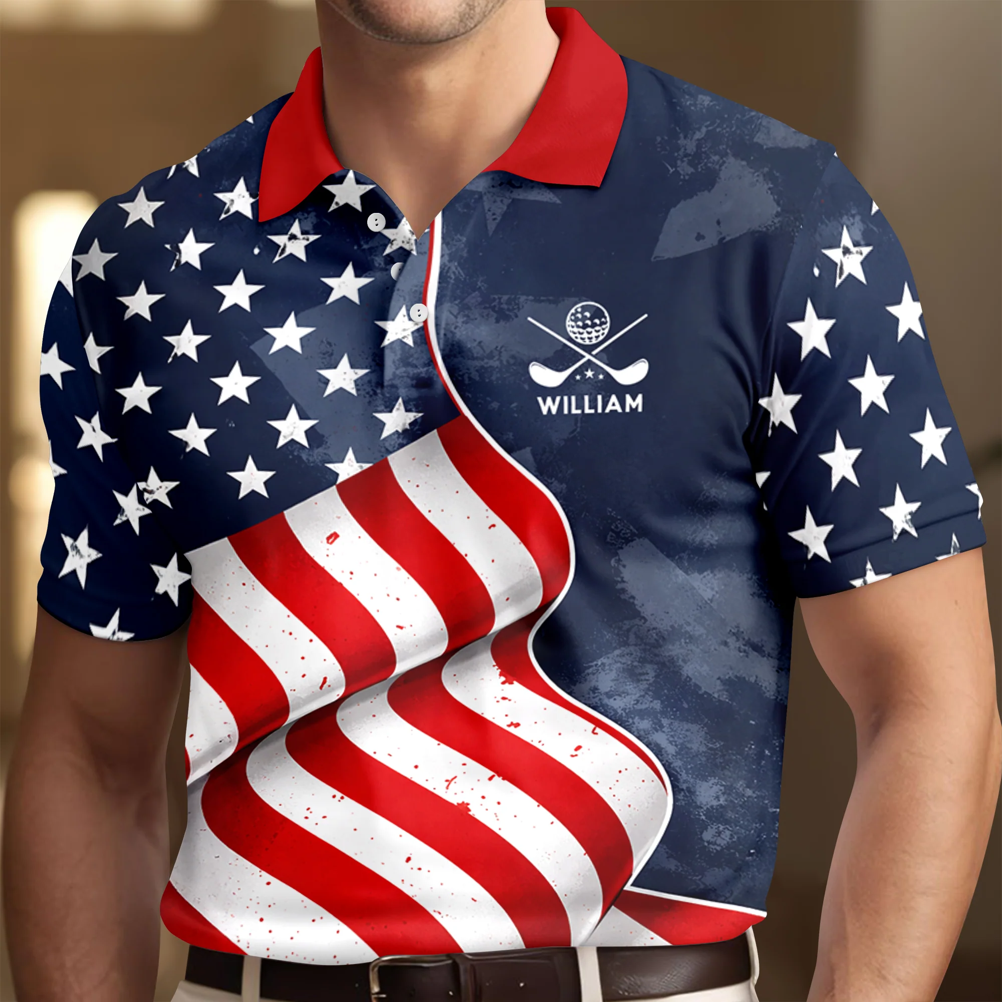 Custom Name America Flag Eagle Polo Shirt - 250th Anniversary Patriotic Gift for Golfers TH10 169565 - Image 3