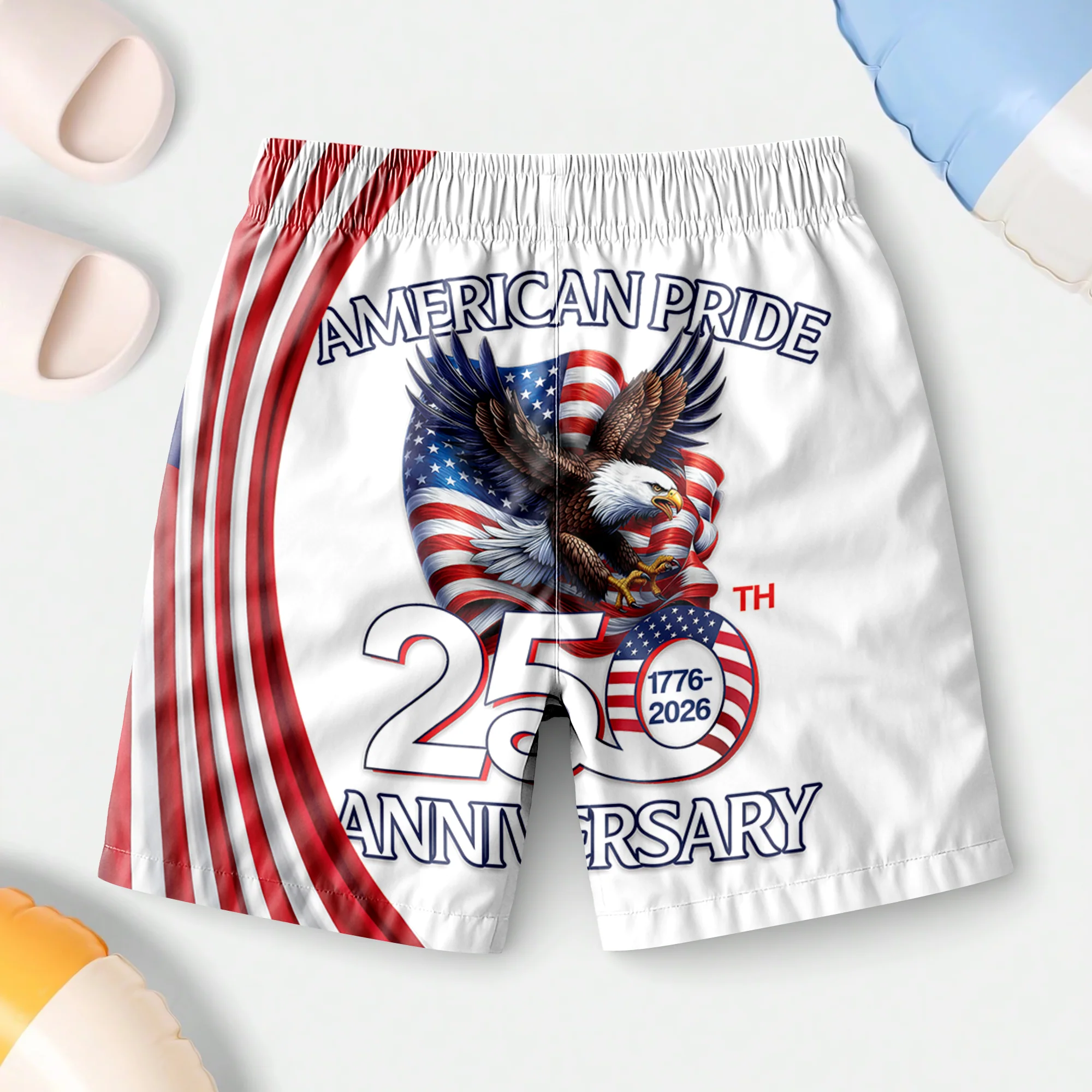 Custom Name America Pride 250 Years Anniversary 1776–2026 Eagle Kid Beach Short TH10 169403 - Image 4