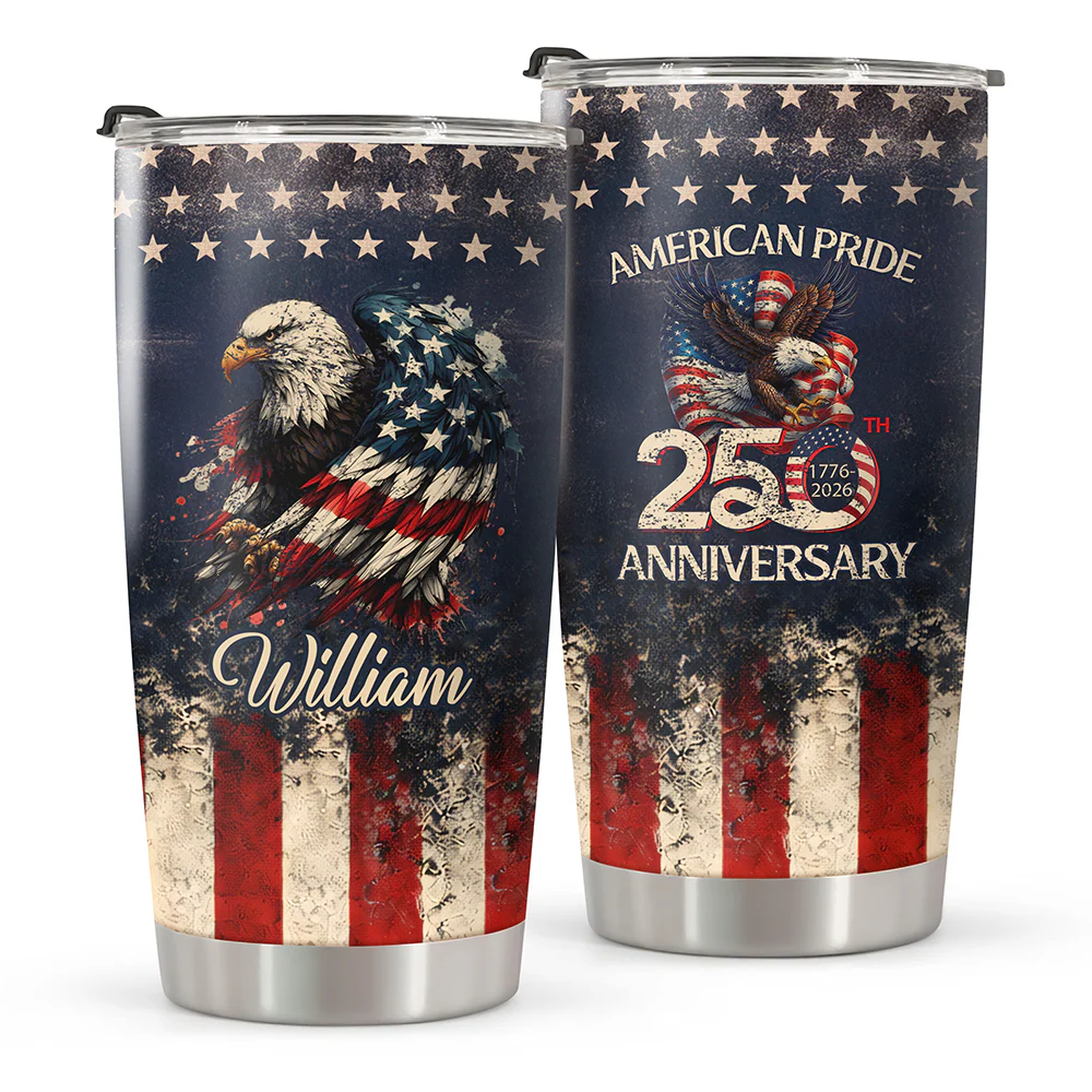 Custom Name America Pride 250th Anniversary 1776–2026 Eagle Fat Tumbler HA75 920894 - Image 2