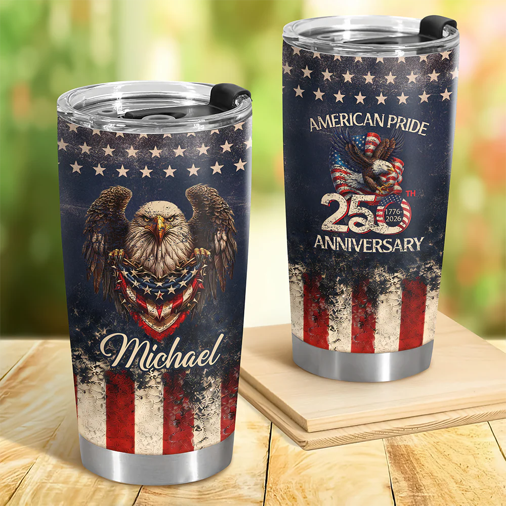 Custom Name America Pride 250th Anniversary 1776–2026 Eagle Fat Tumbler HA75 920894 - Image 4